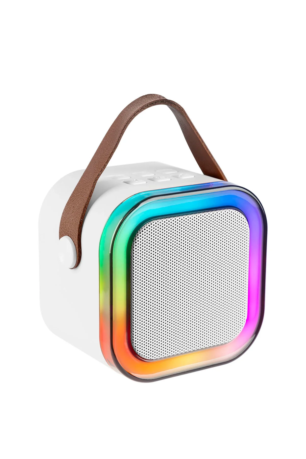 Karaoke Mikrofonlu Beyaz Bluetooth Hoparlör, Taşınabilir Müzik ve Eğlence Sistemi