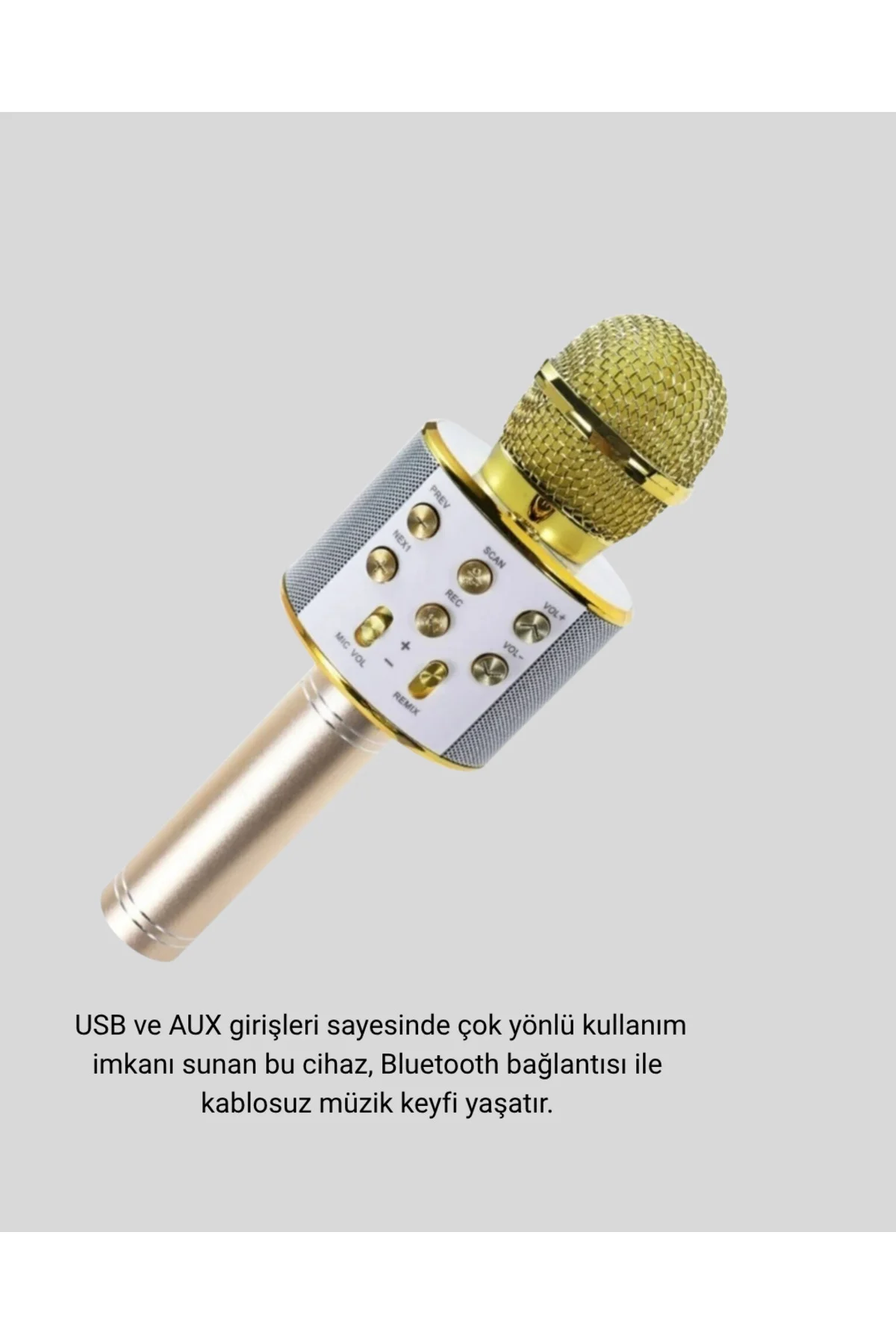 Karaoke Mikrofonu Bluetooth Usb Aux Girişli Yankı Efektli