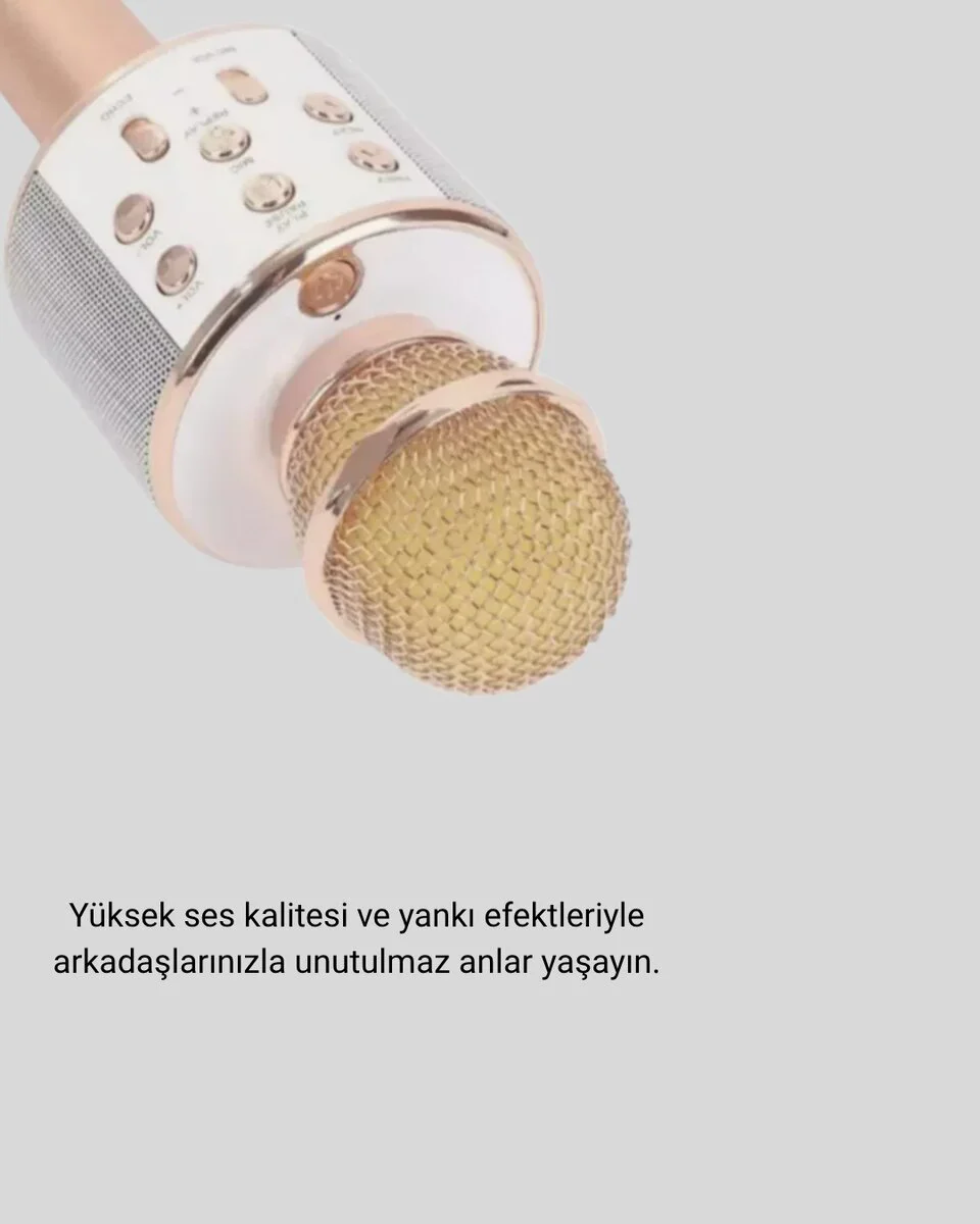 Karaoke Mikrofonu Bluetooth USB AUX Girişli Yankı Efekti - Ev Partisi İçin Mükemmel Seçenek