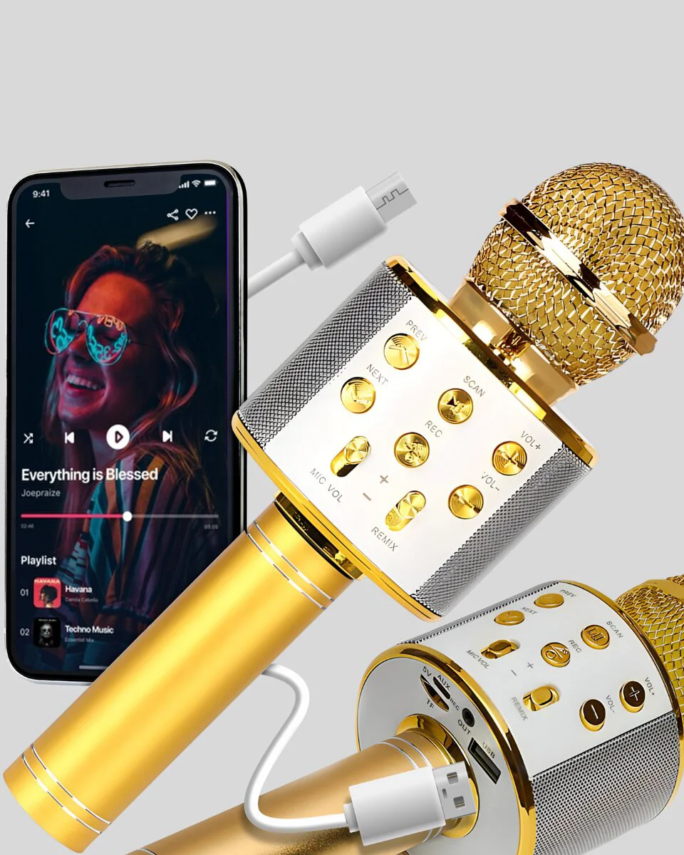 Karaoke Mikrofonu Bluetooth USB AUX Girişli Yankı Efekti - Ev Partisi İçin Mükemmel Seçenek