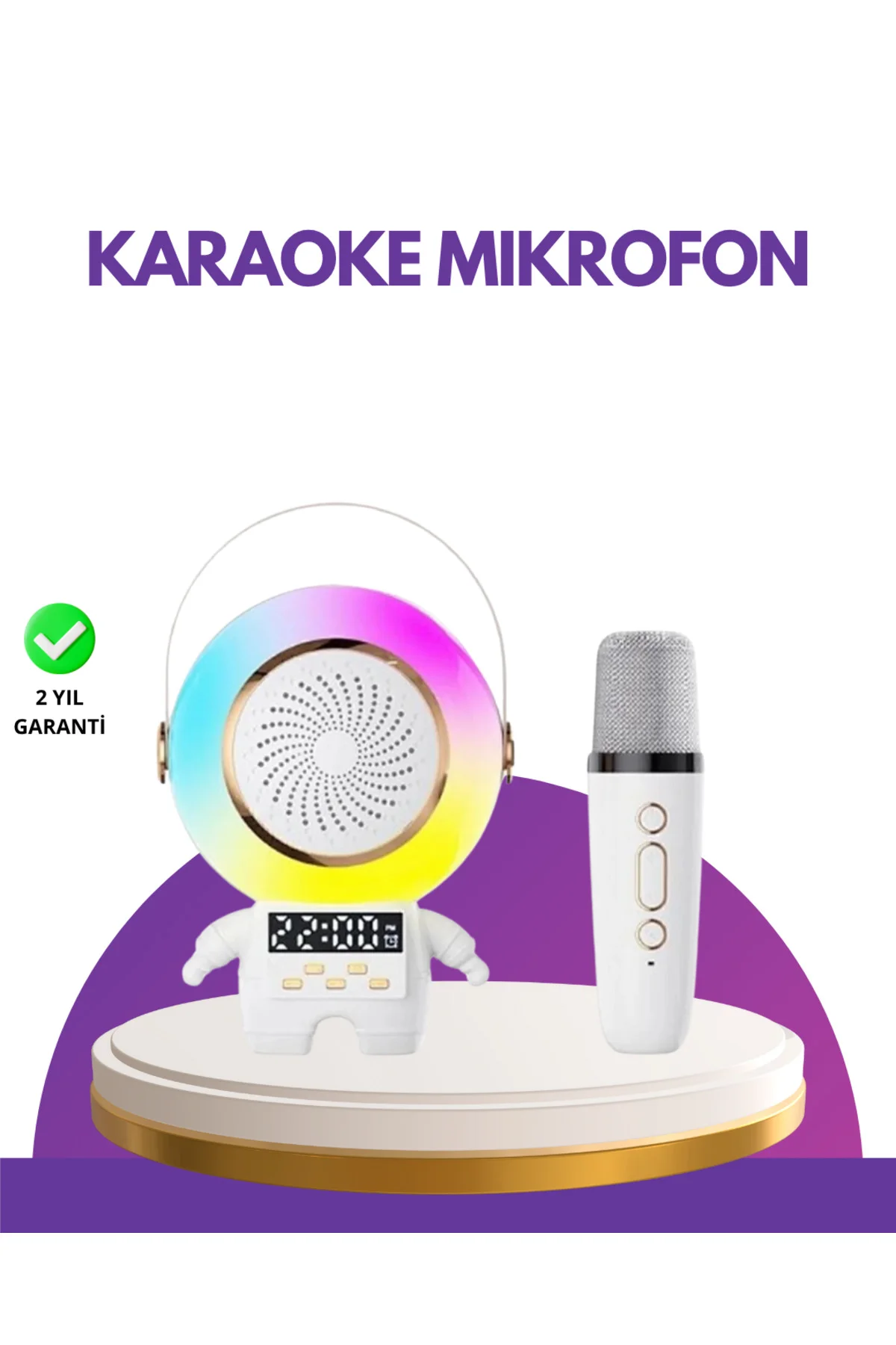 Karaoke Özellikli Astronot Bluetooth Hoparlör Kablosuz Mikrofonlu