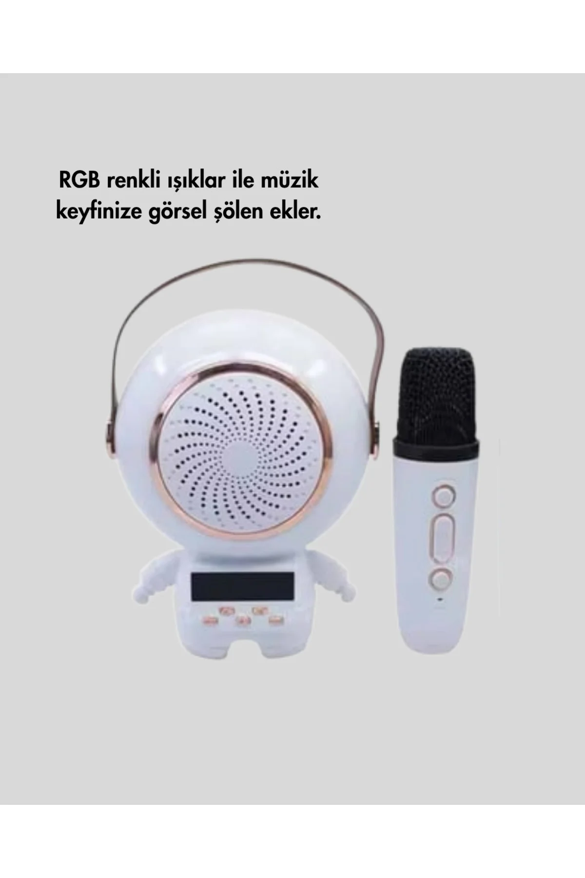 Karaoke Özellikli Astronot Bluetooth Hoparlör Kablosuz Mikrofonlu