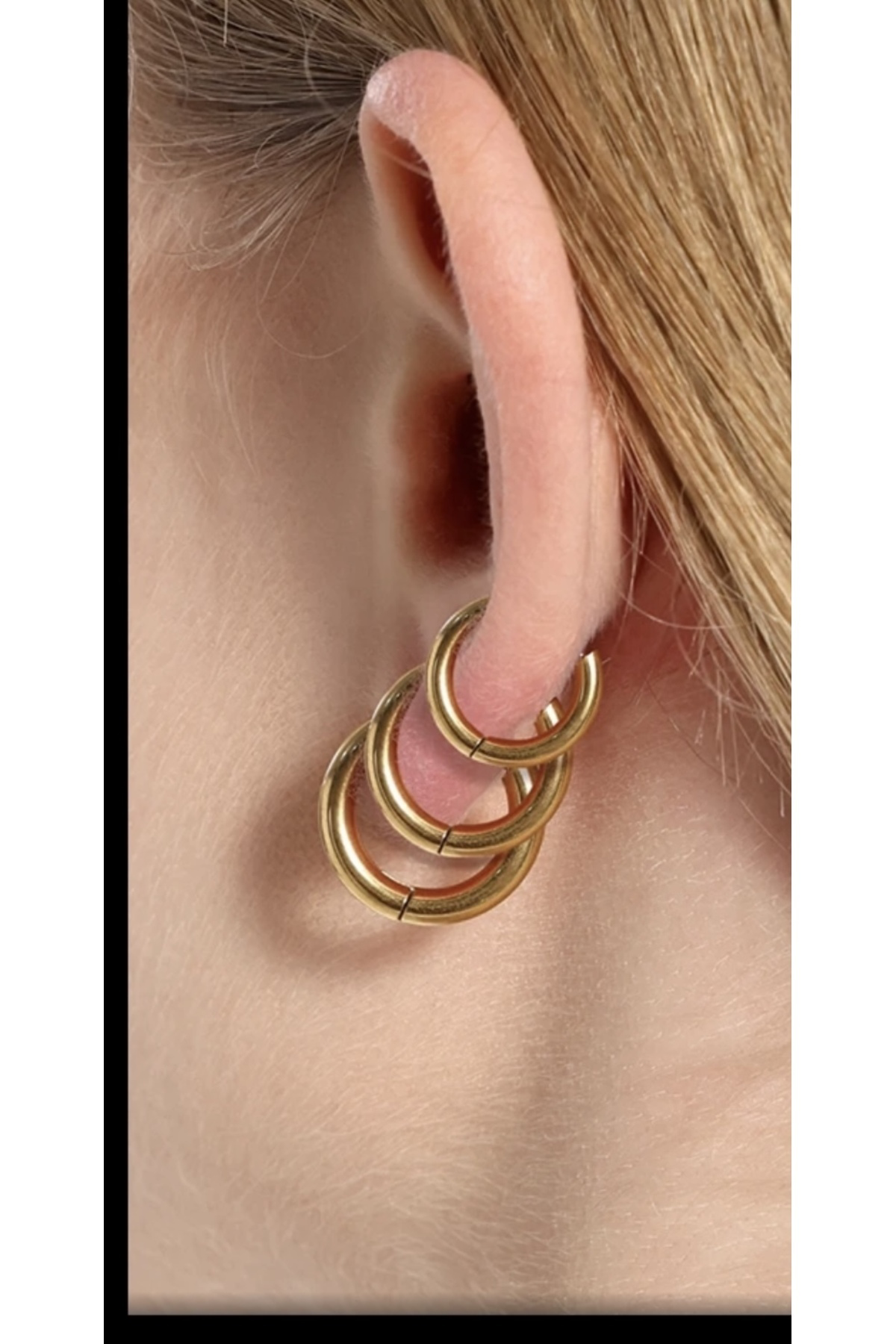 Arescollection Kararmaz Cerrahi Çelik 3 Lü (3Boy) Kalin Halka Küpe Seti