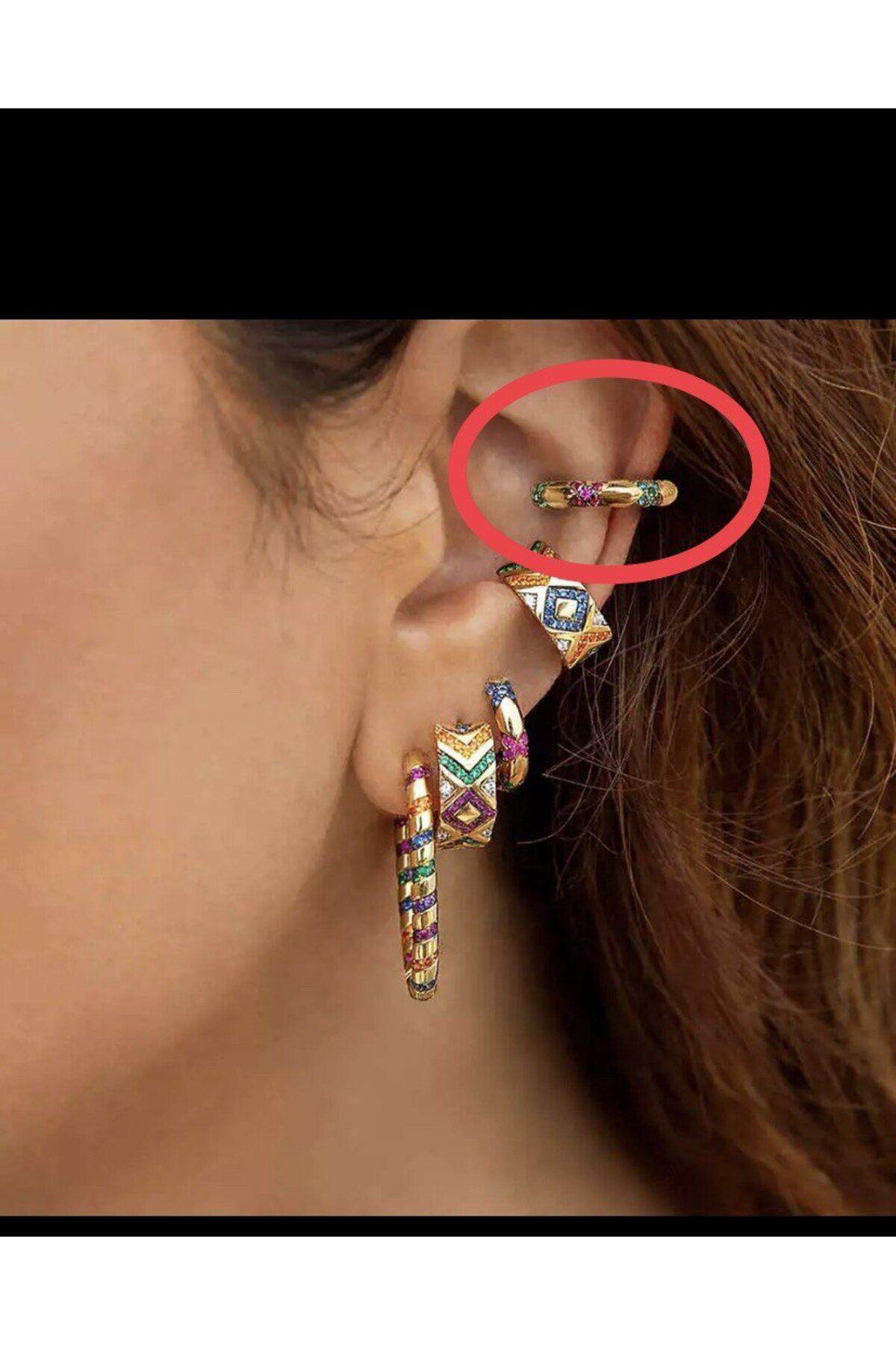 kararmaz earcuff sıkıştırmalı kıkırdak conch orbital delik gerekt