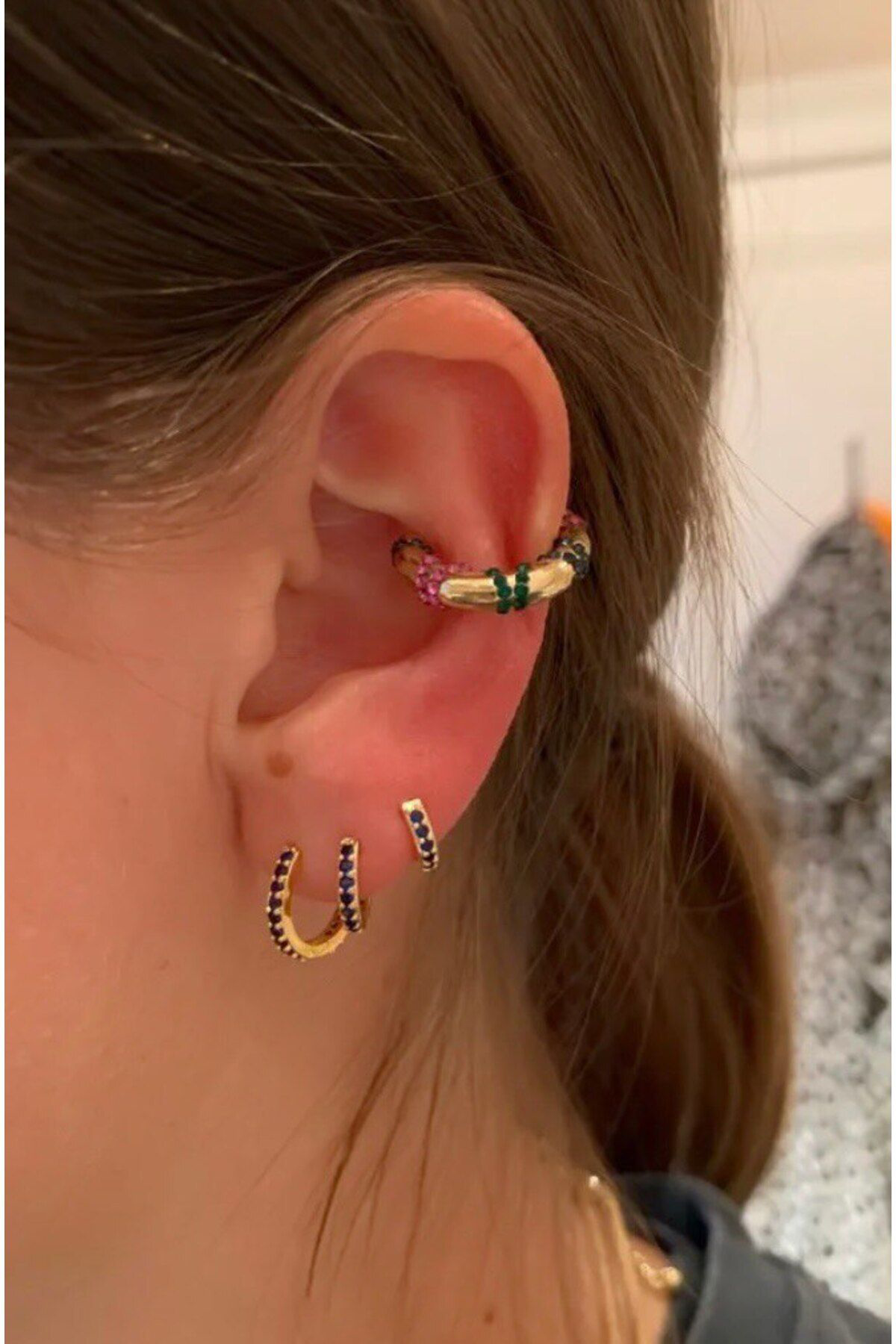 kararmaz earcuff sıkıştırmalı kıkırdak conch orbital delik gerekt