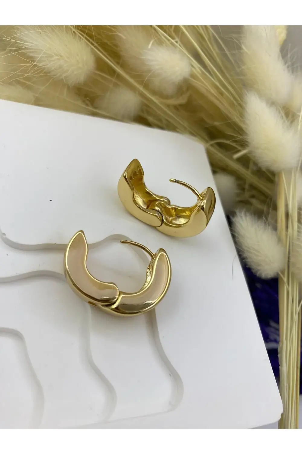 KARARMAZ İTHAL ÇELİK GOLD RENK KALIN HALKA KÜPE