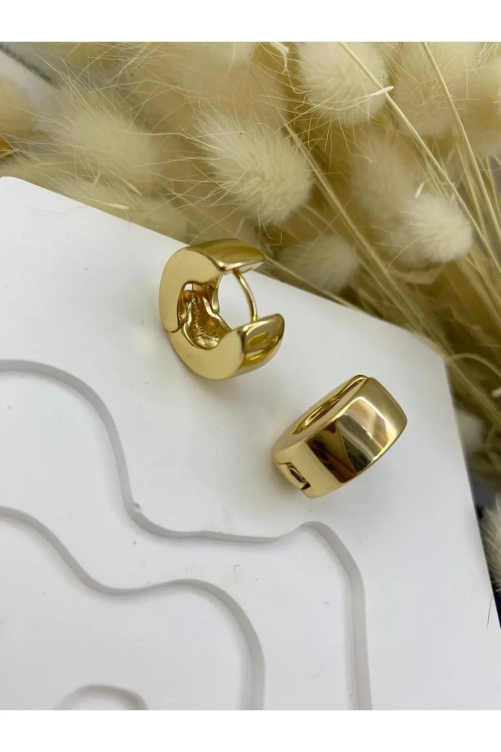 KARARMAZ İTHAL ÇELİK GOLD RENK KALIN HALKA KÜPE