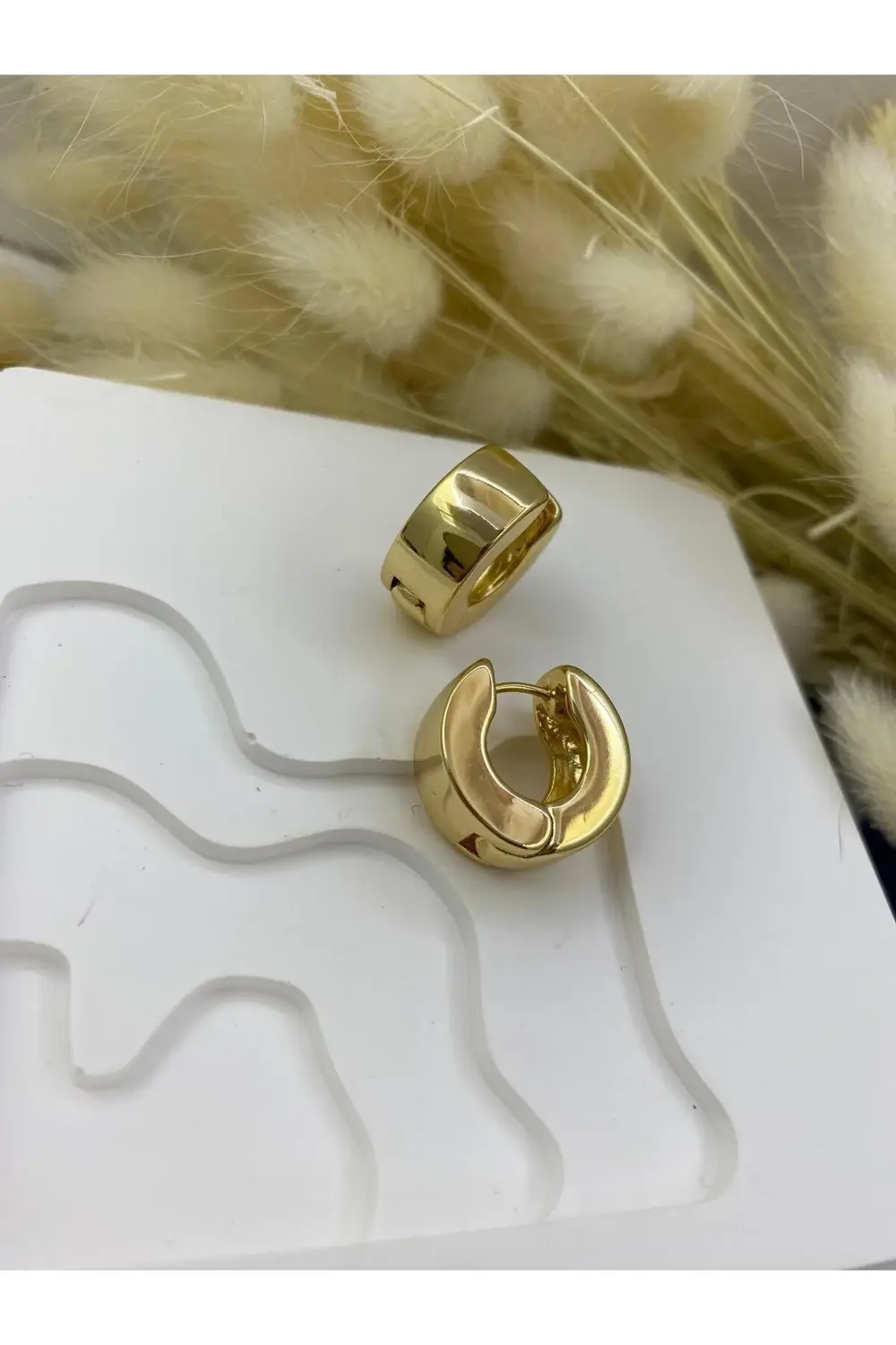 KARARMAZ İTHAL ÇELİK GOLD RENK KALIN HALKA KÜPE