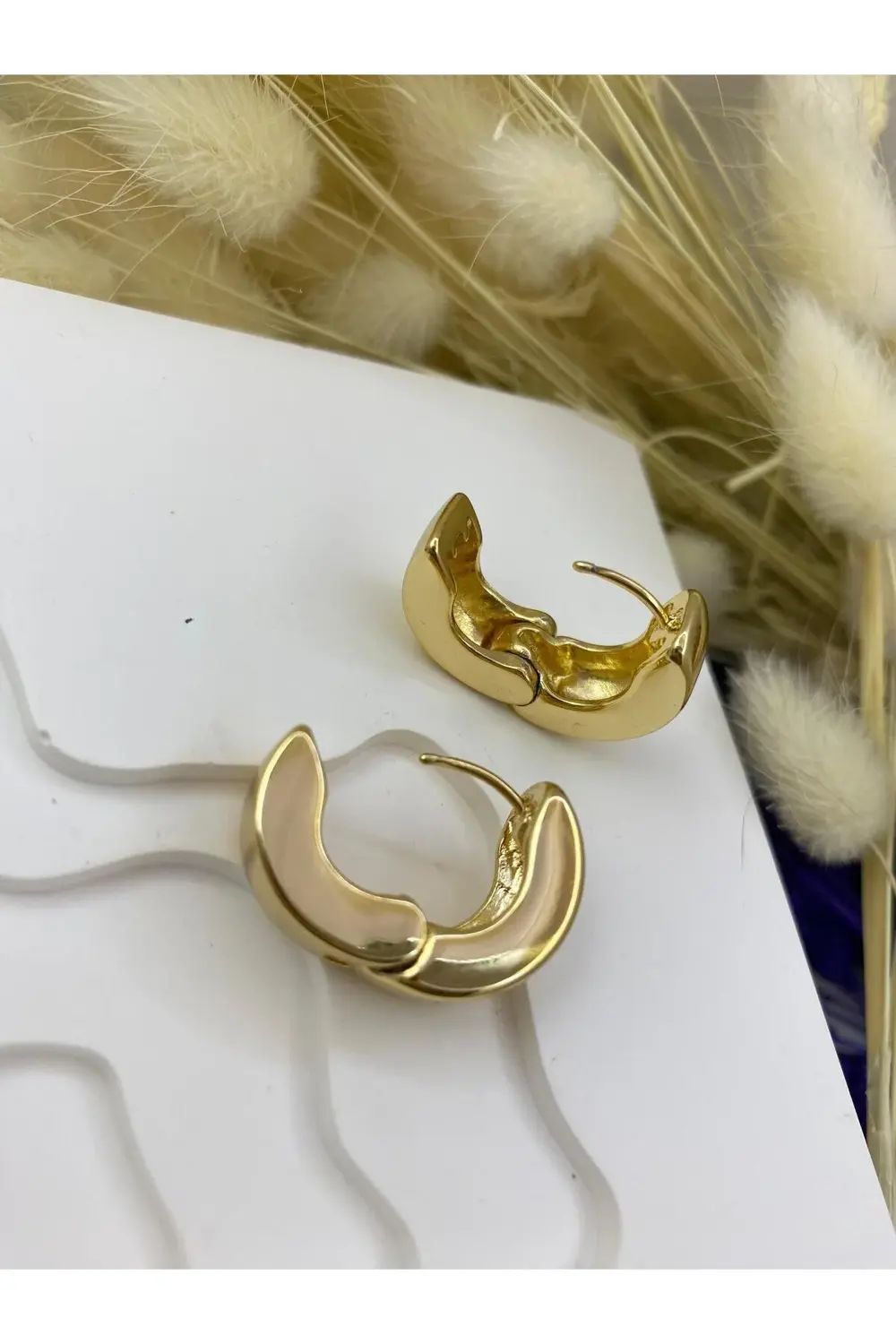 KARARMAZ İTHAL ÇELİK GOLD RENK KALIN HALKA KÜPE