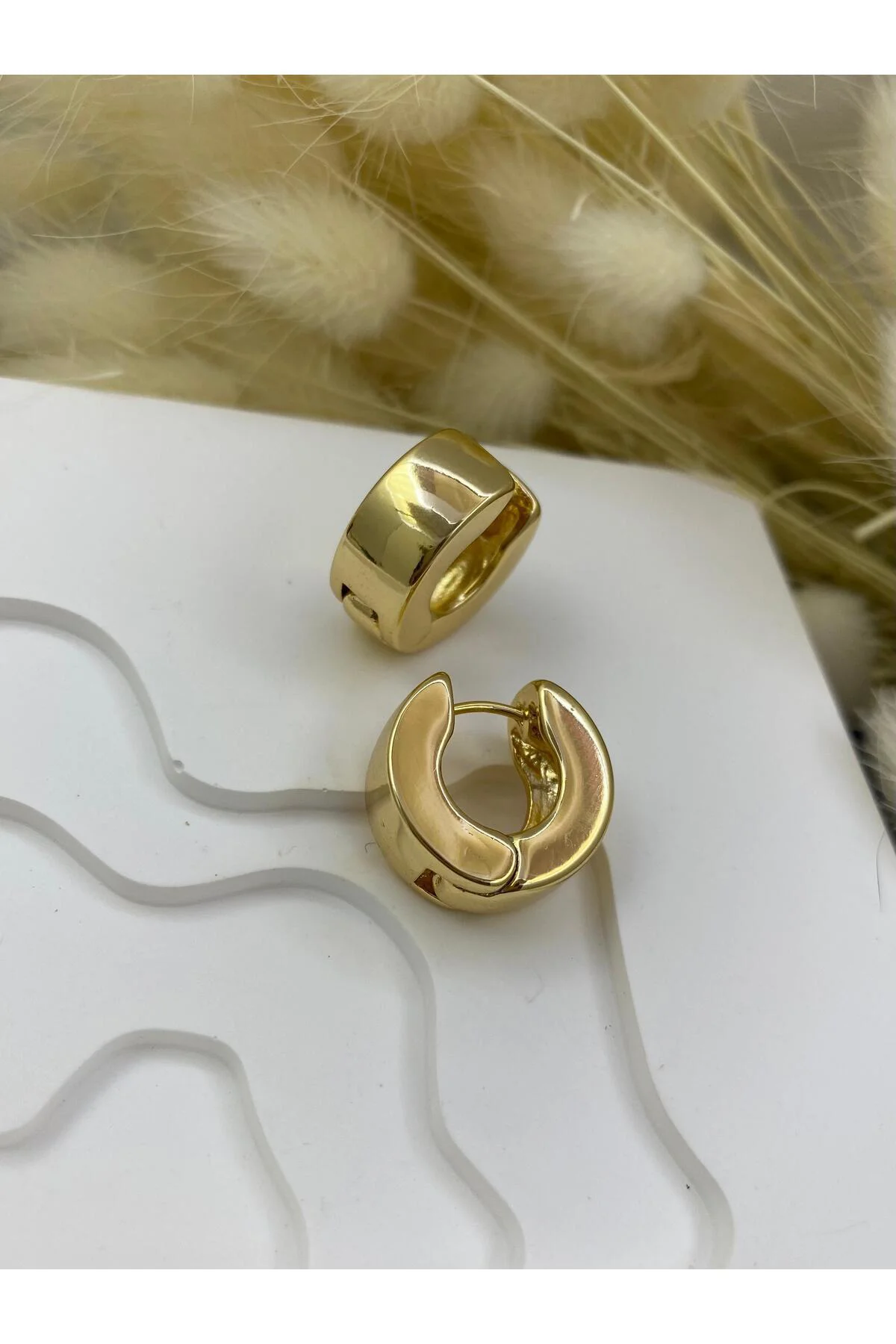 KARARMAZ İTHAL ÇELİK GOLD RENK KALIN HALKA KÜPE
