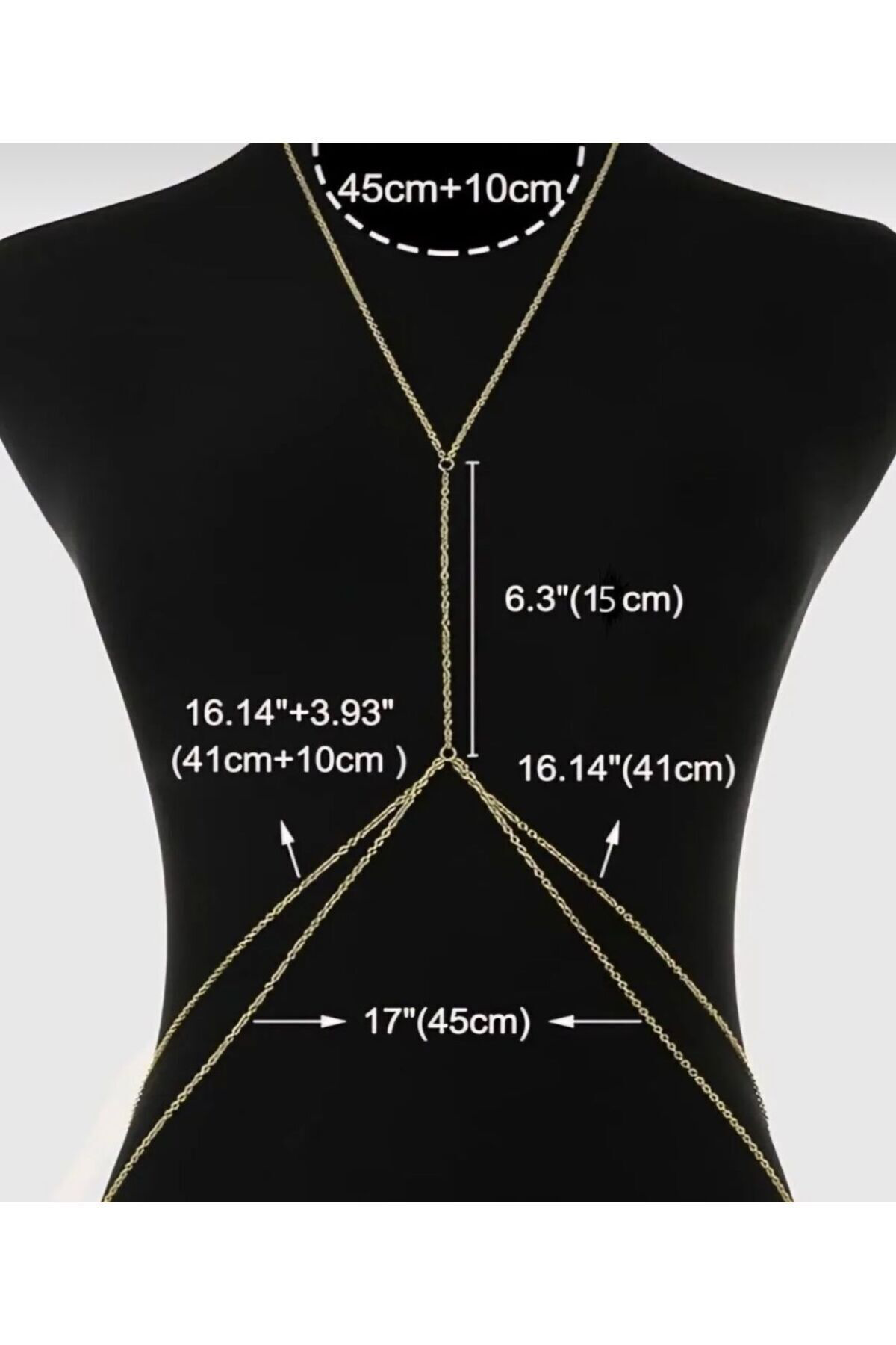 Kararmaz kolyeli bel zincirli vucut aksesuarı
