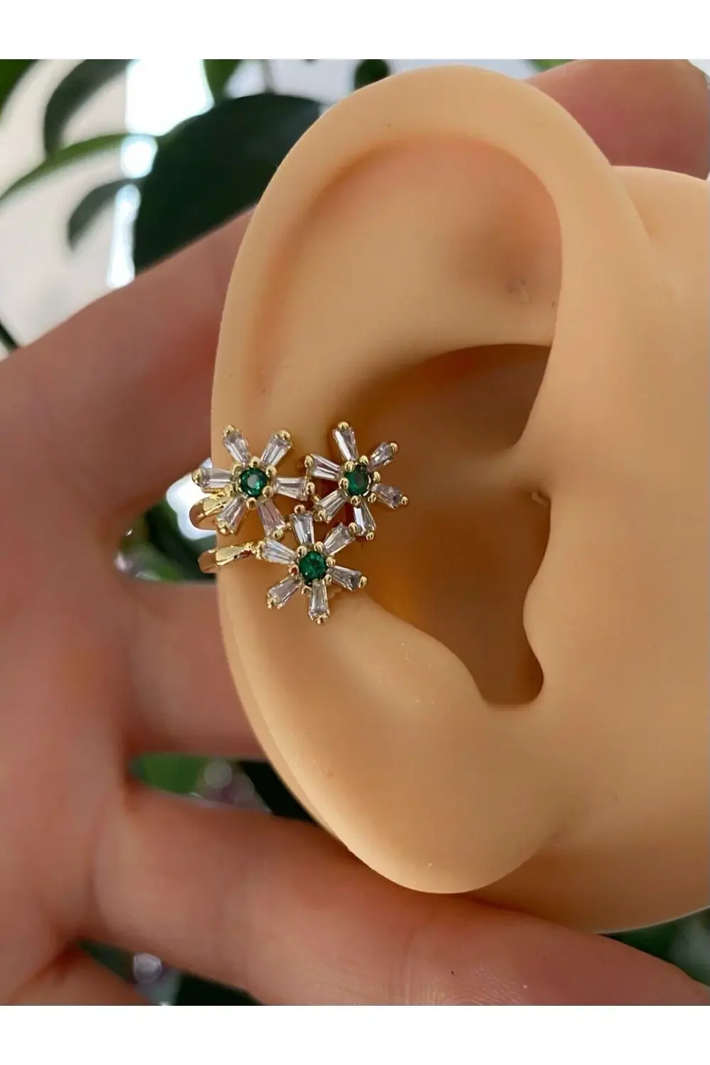kararmaz ZİRKON TAŞLI earcuff sıkıştırmalı kıkırdak conch orbital