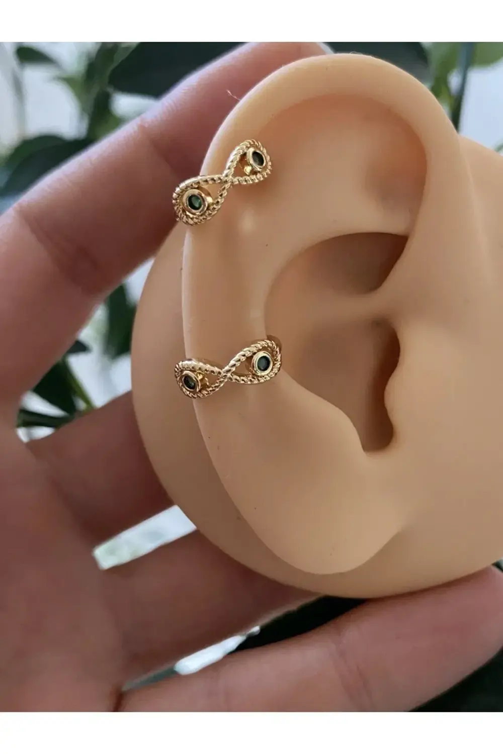 kararmaz ZİRKON TAŞLI earcuff sıkıştırmalı kıkırdak conch orbital