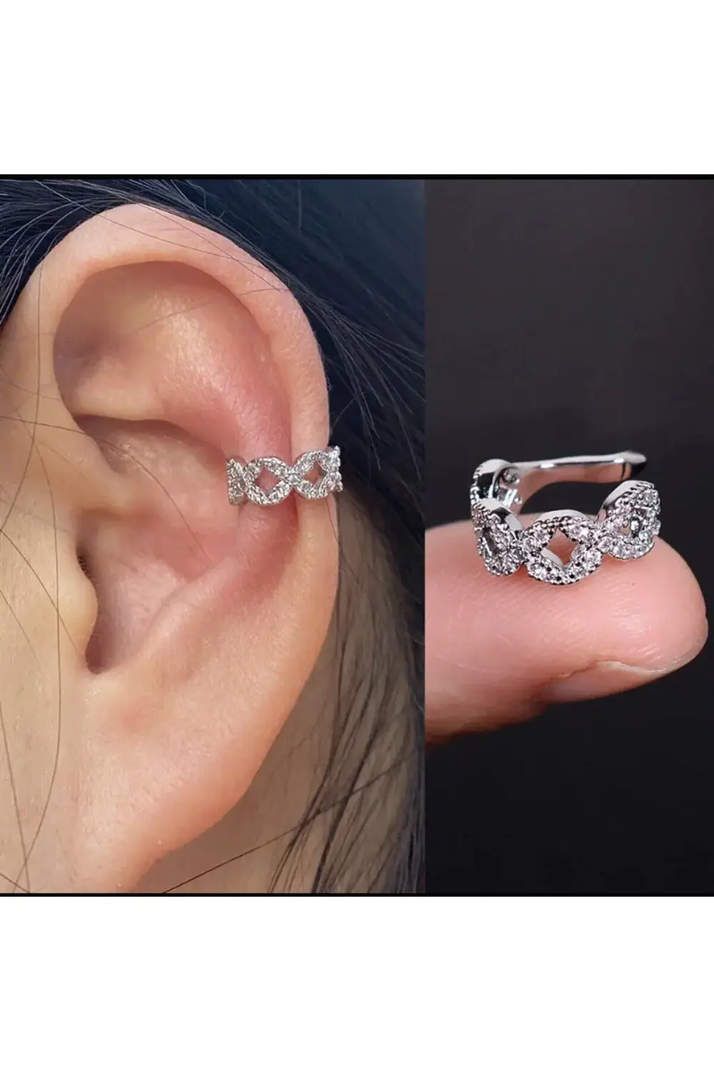 kararmaz zirkon taşlı earcuff sıkıştırmalı kıkırdak conch orbital