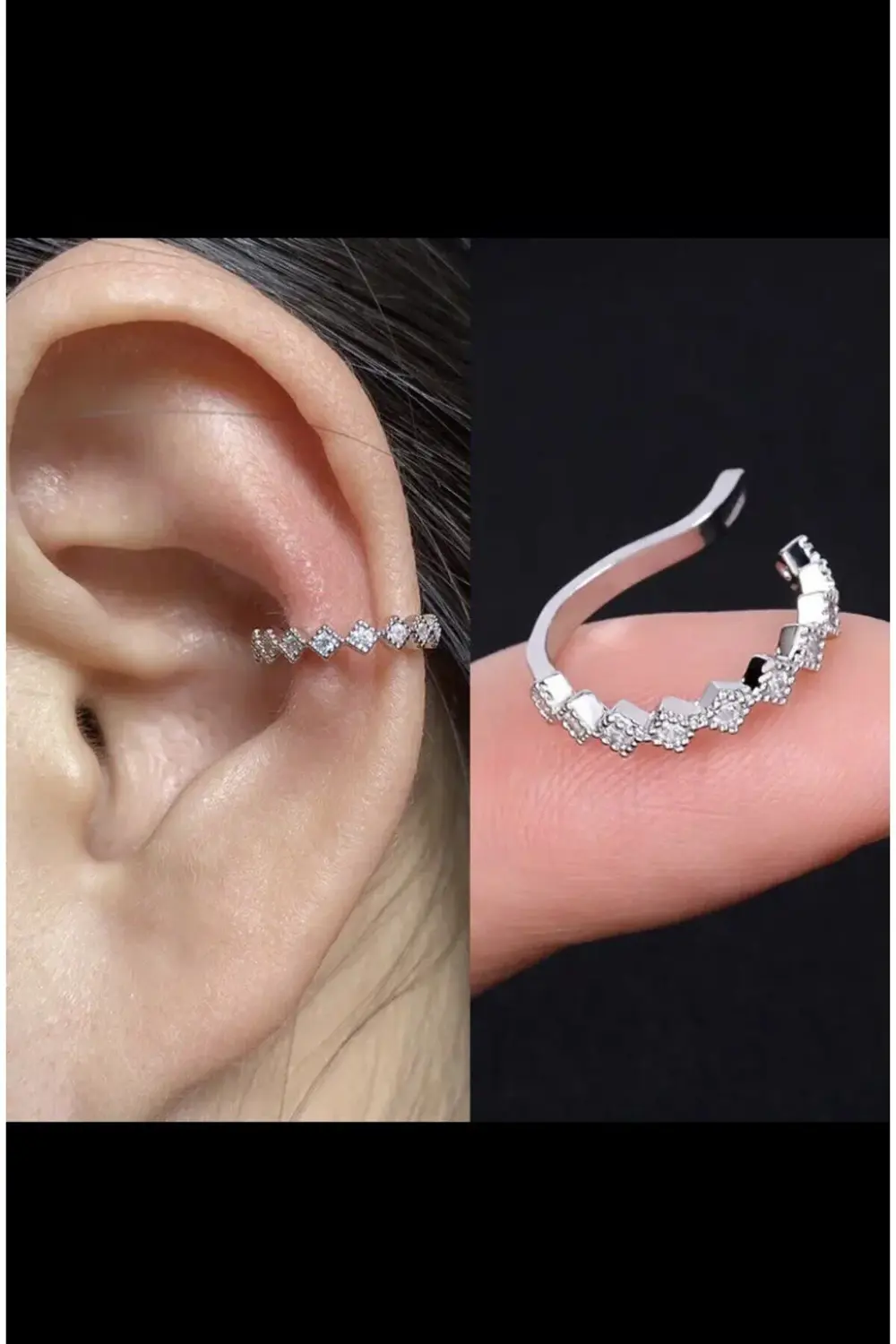 kararmaz zirkon taşlı earcuff sıkıştırmalı kıkırdak conch orbital