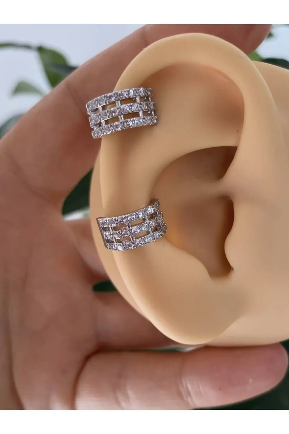 kararmaz ZİRKON TAŞLI earcuff sıkıştırmalı kıkırdak conch orbital