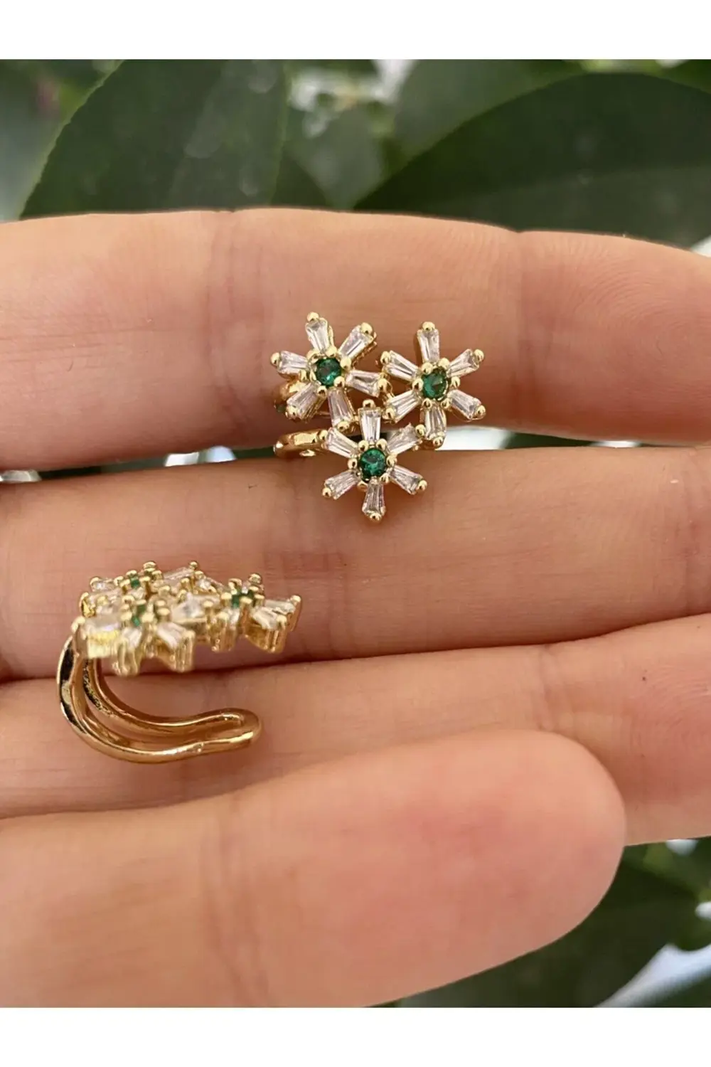 kararmaz ZİRKON TAŞLI earcuff sıkıştırmalı kıkırdak conch orbital