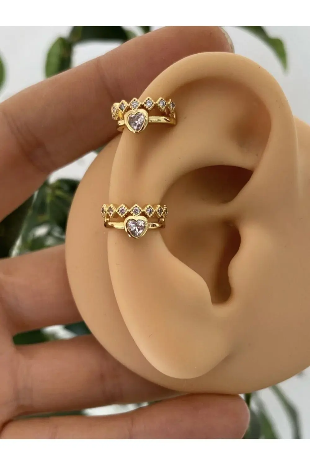 kararmaz ZİRKON TAŞLI earcuff sıkıştırmalı kıkırdak conch orbital