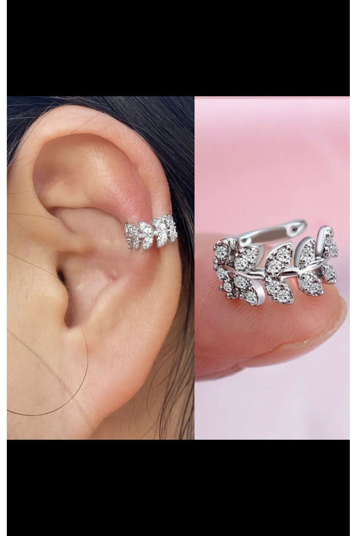 Arescollection Kararmaz Zirkon Taşlı Earcuff Sıkıştırmalı Kıkırdak Conch Orbital