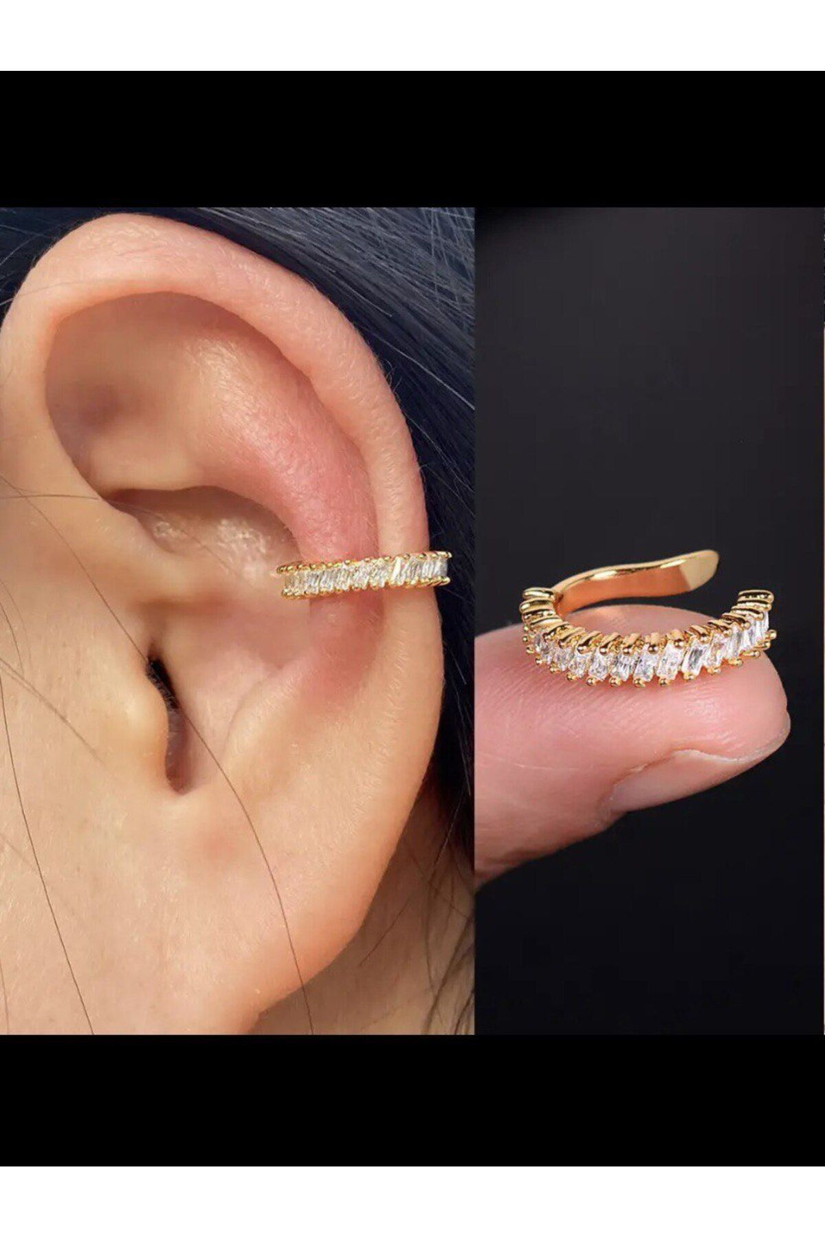 Arescollection Kararmaz Zirkon Taşli Earcuff Sıkıştırmalı Kıkırdak Conch Orbital