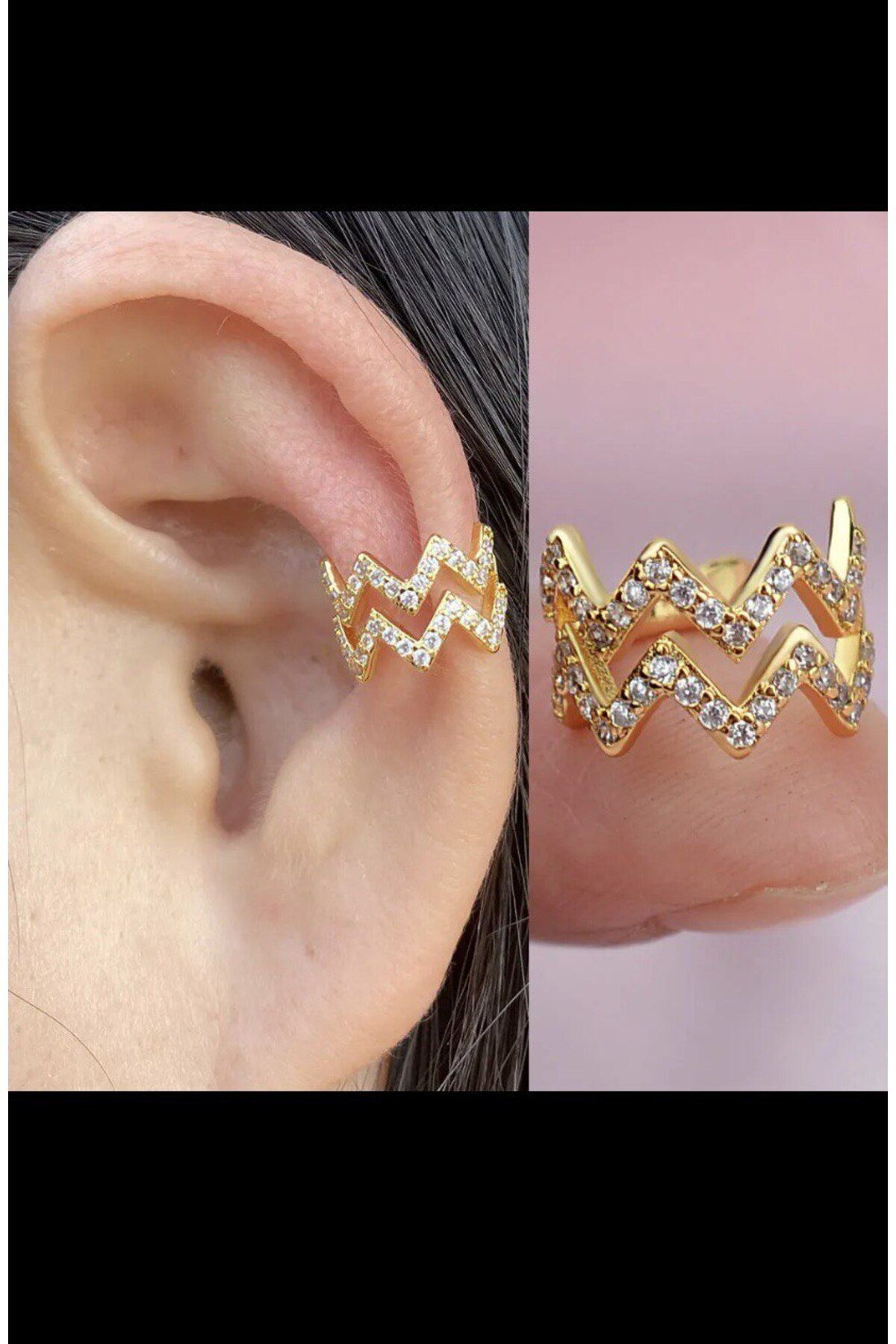 Arescollection Kararmaz Zirkon Taşlı Earcuff Sıkıştırmalı Kıkırdak Conch Orbital