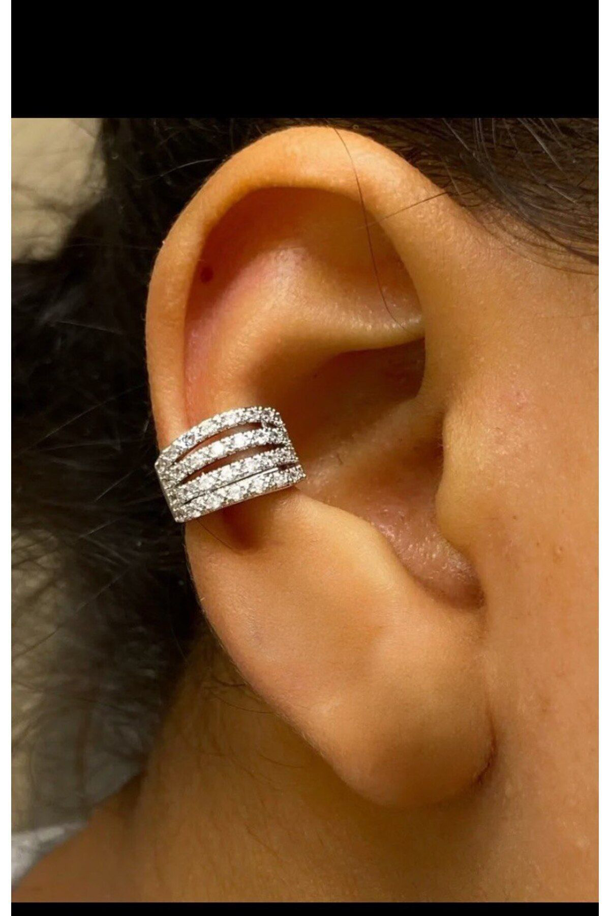 Arescollection Kararmaz Zirkon Taşlı Earcuff Sıkıştırmalı Kıkırdak Conch Orbital