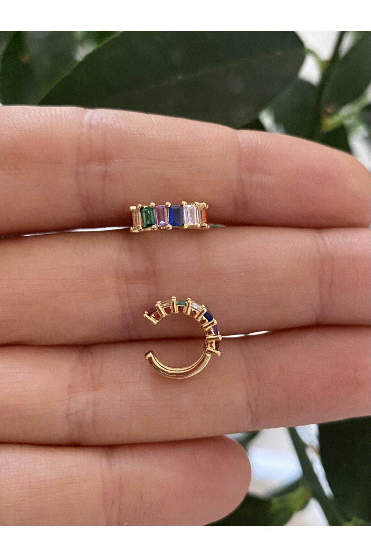 Arescollection Kararmaz Zirkon Taşli Earcuff Sıkıştırmalı Kıkırdak Conch Orbital