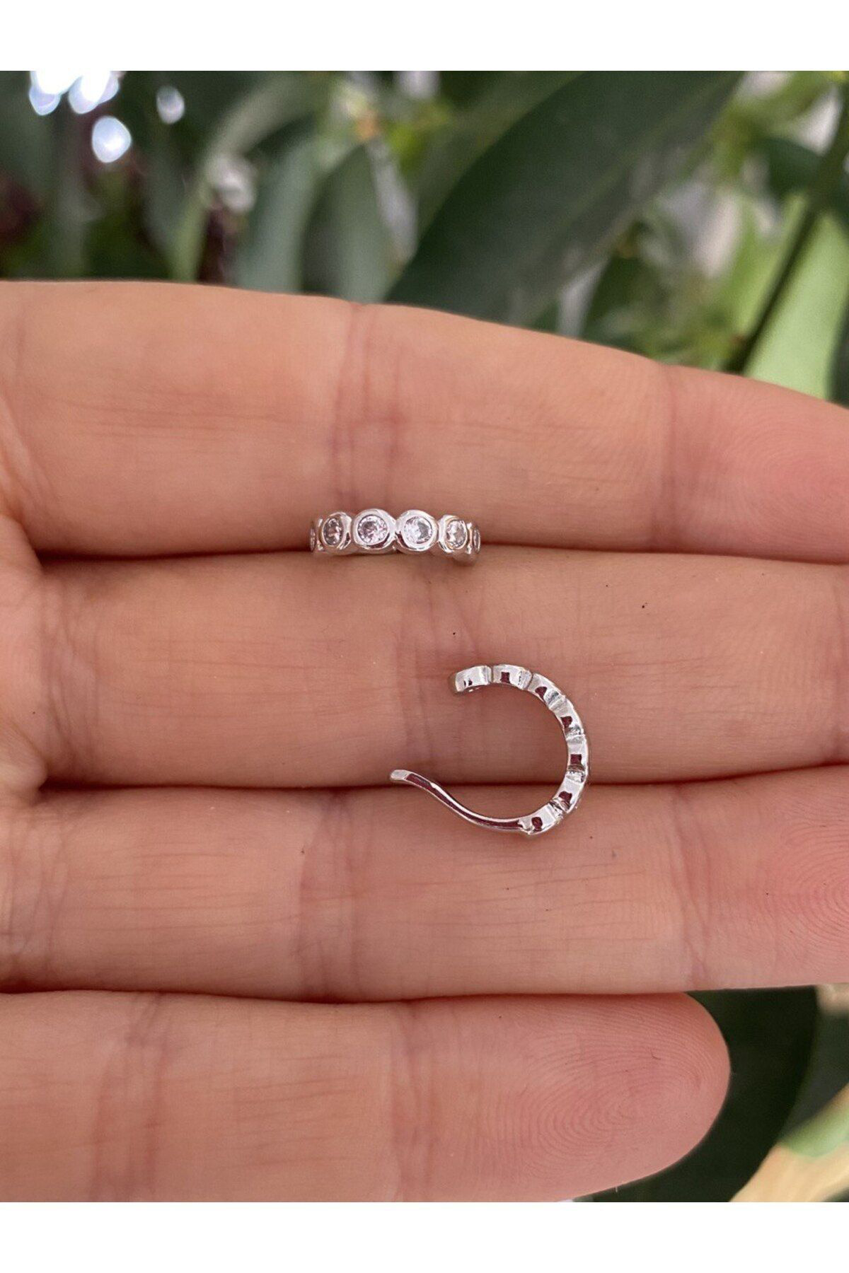 Arescollection Kararmaz Zirkon Taşli Earcuff Sıkıştırmalı Kıkırdak Conch Orbital