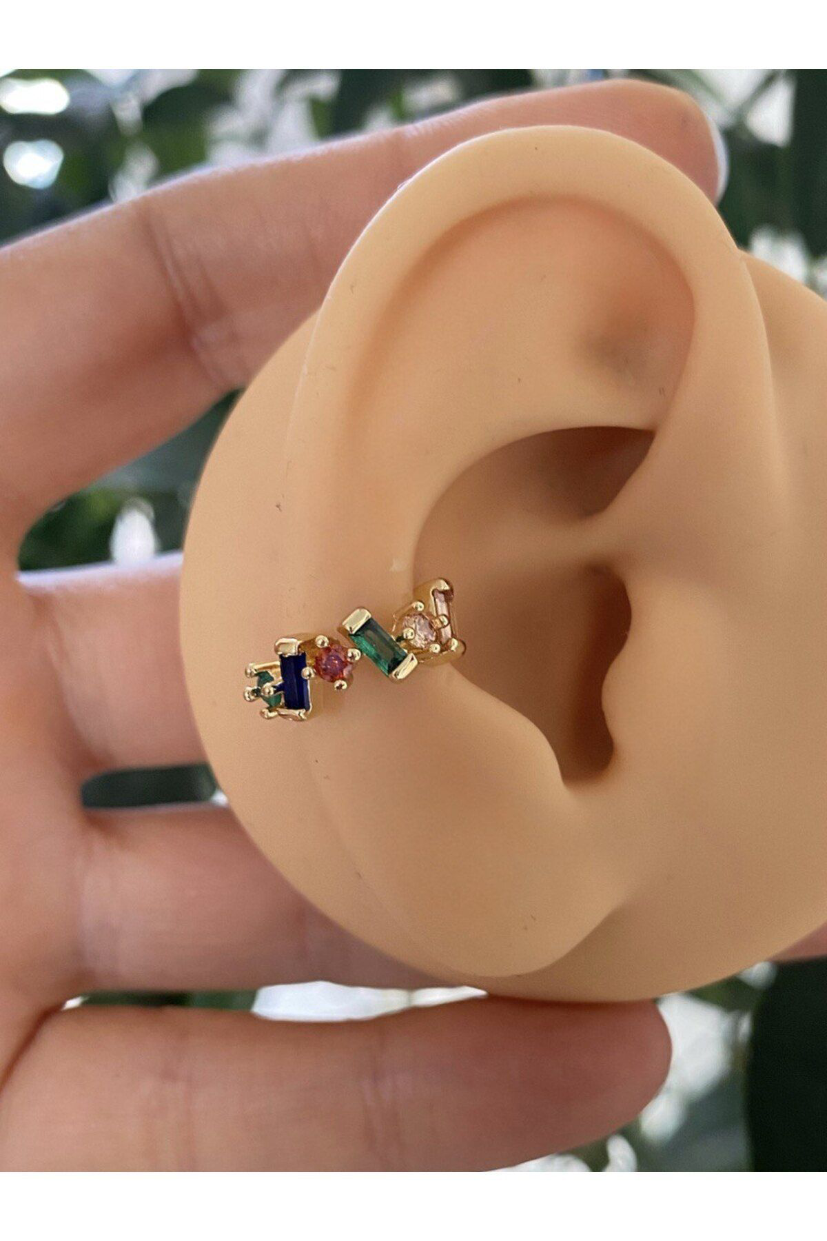 Arescollection Kararmaz Zirkon Taşli Earcuff Sıkıştırmalı Kıkırdak Conch Orbital