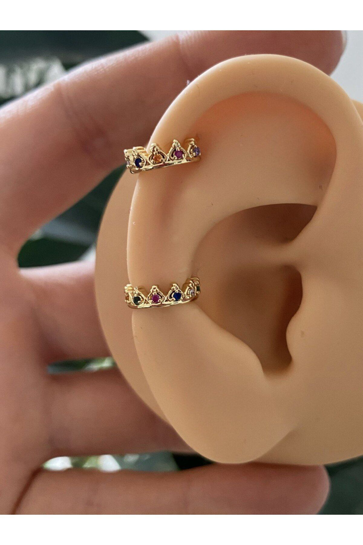 Arescollection Kararmaz Zirkon Taşli Earcuff Sıkıştırmalı Kıkırdak Conch Orbital