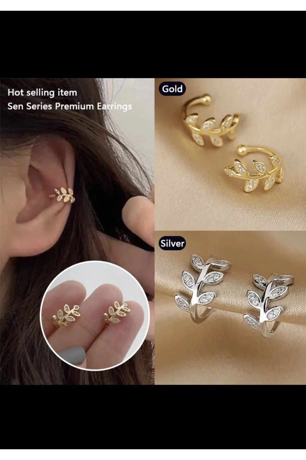 Arescollection Kararmaz Zirkon Taşlı Earcuff Sıkıştırmalı Kıkırdak Conch Orbital