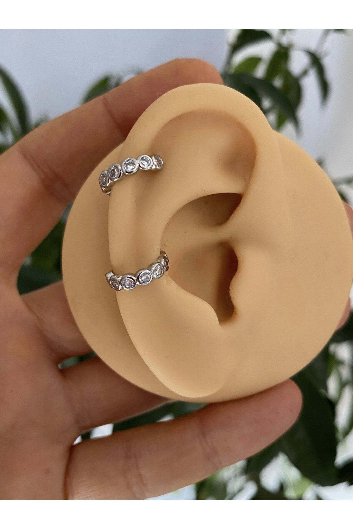 Arescollection Kararmaz Zirkon Taşli Earcuff Sıkıştırmalı Kıkırdak Conch Orbital