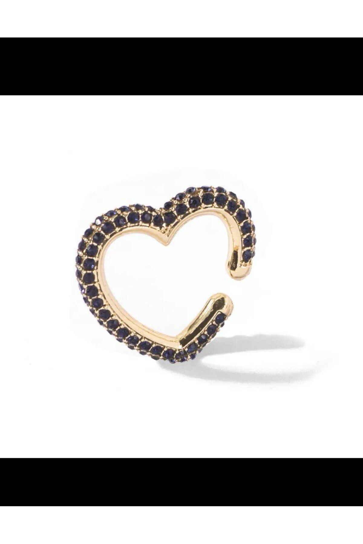 Arescollection Kararmaz Zirkon Taşli Kalp Earcuff Sıkıştırmalı Kıkırdak Conch Or