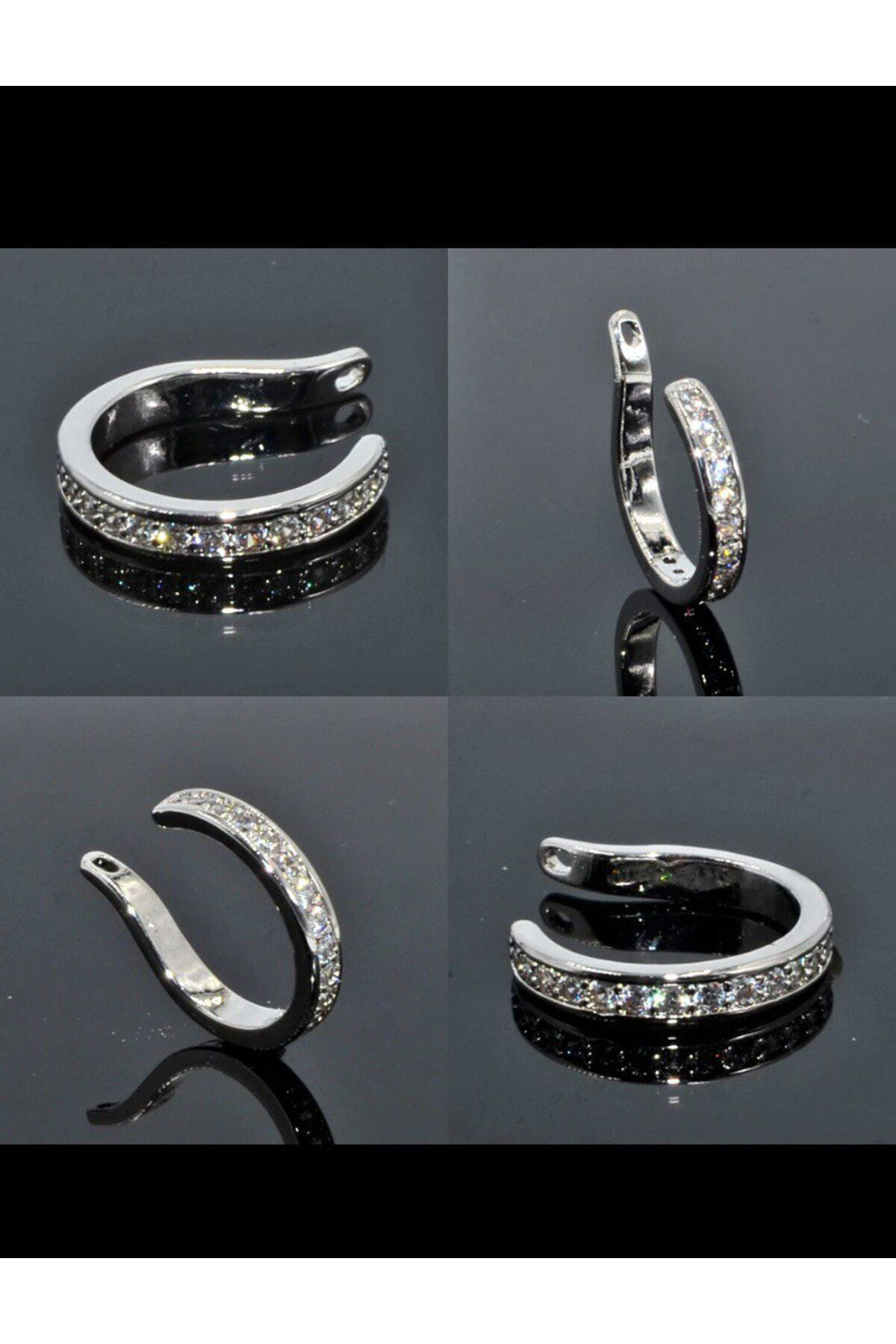 Arescollection Kararmaz Zirkon Taşlı Earcuff Sıkıştırmalı Kıkırdak Conch Orbital