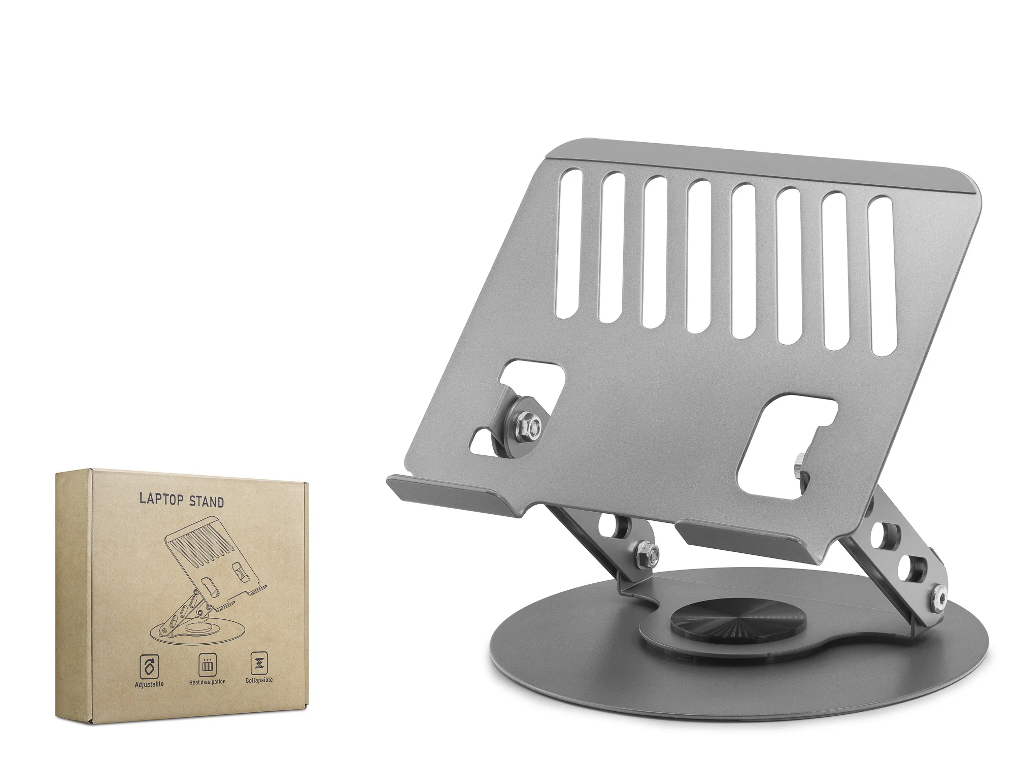 Karbon Çelik 360 Derece Dönebilen Ergonomik Laptop Standi - Gri HDX8018