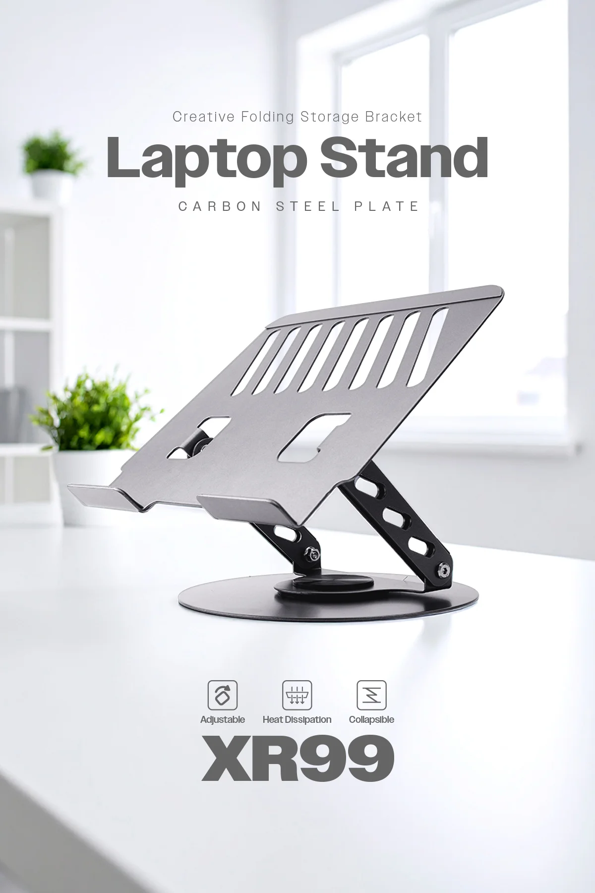 Karbon Çelik Metal Laptop Standı – Ayarlanabilir, Isı Dağıtımlı 1