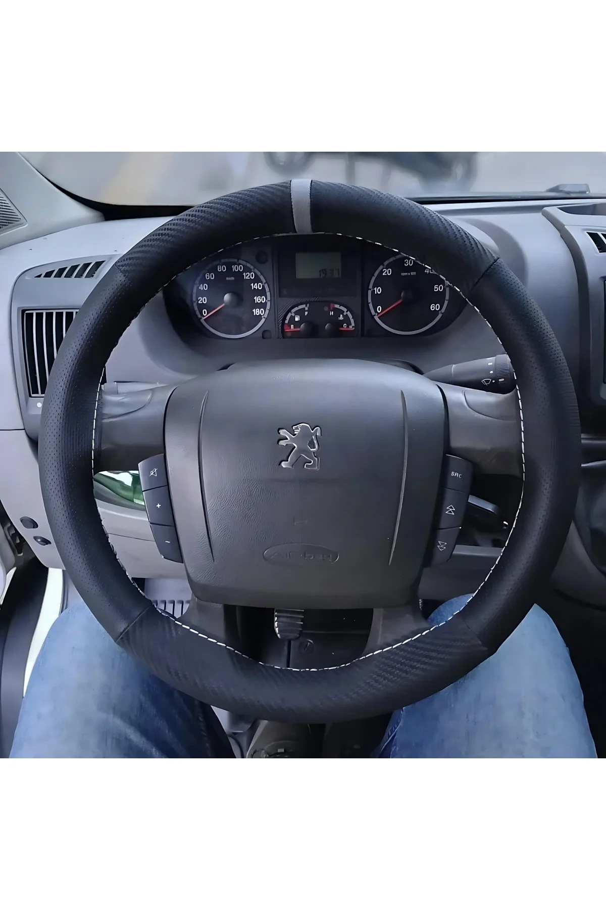 KARBON DERİ NOKTALI DERİ GRİ YÜZÜK GRİ DİKİŞLİ PEUGEOT BOXER İÇİN