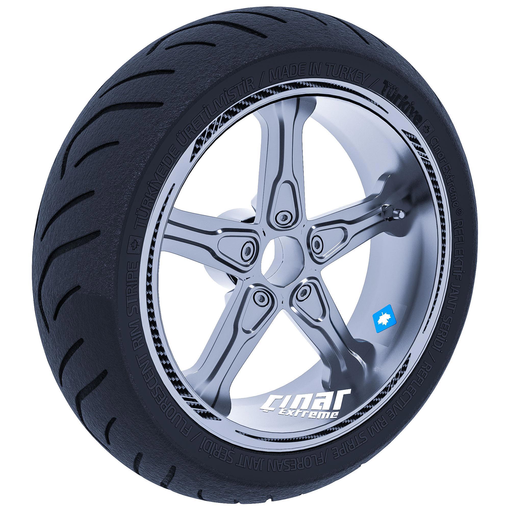 Çınar Extreme Karbon Fiber Dokulu 4 Parçalı Keskin Jant Şeridi Sticker Çınar Ex