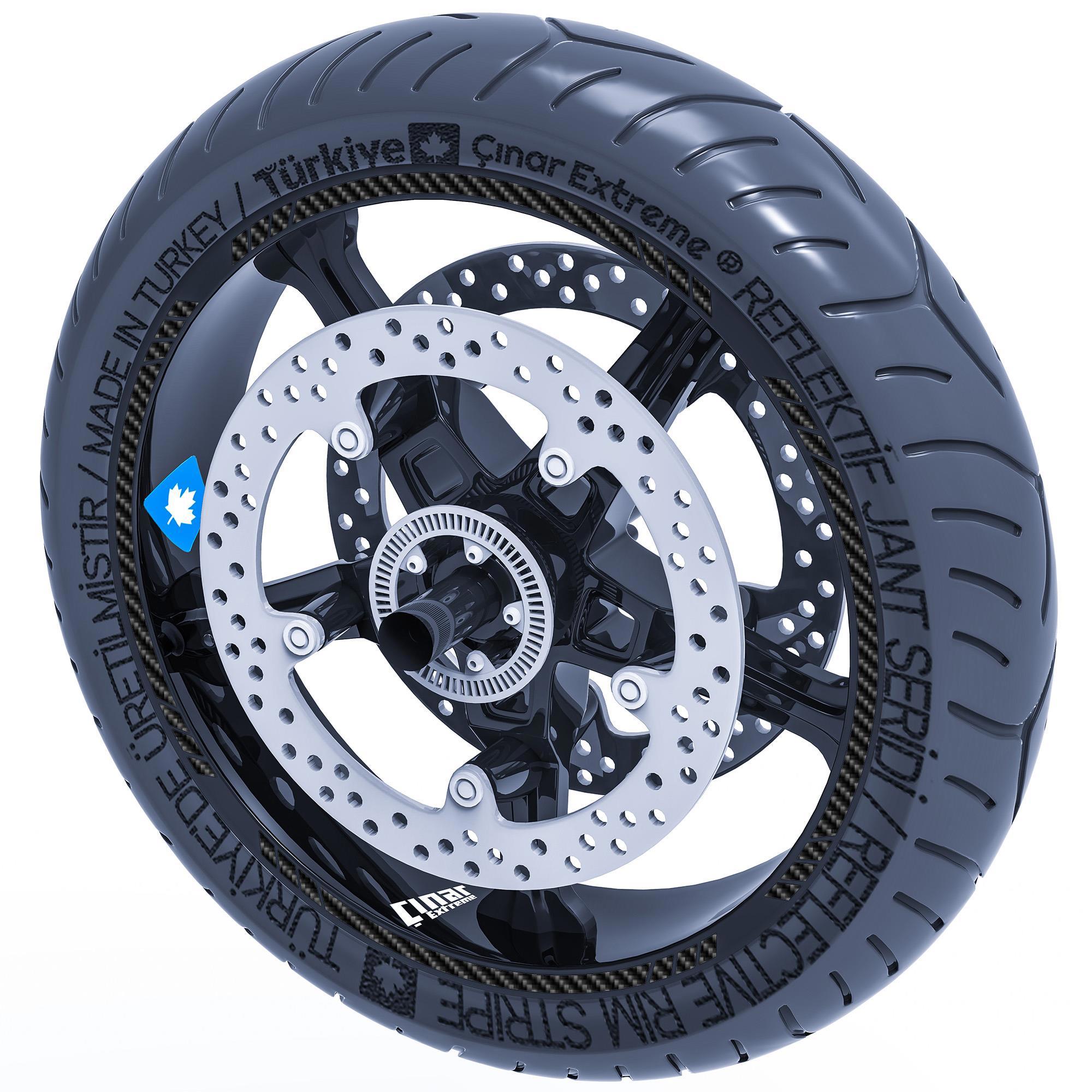 Çınar Extreme Karbon Fiber Dokulu 4 Parçalı Kesikli Jant Şeridi Sticker Çınar E