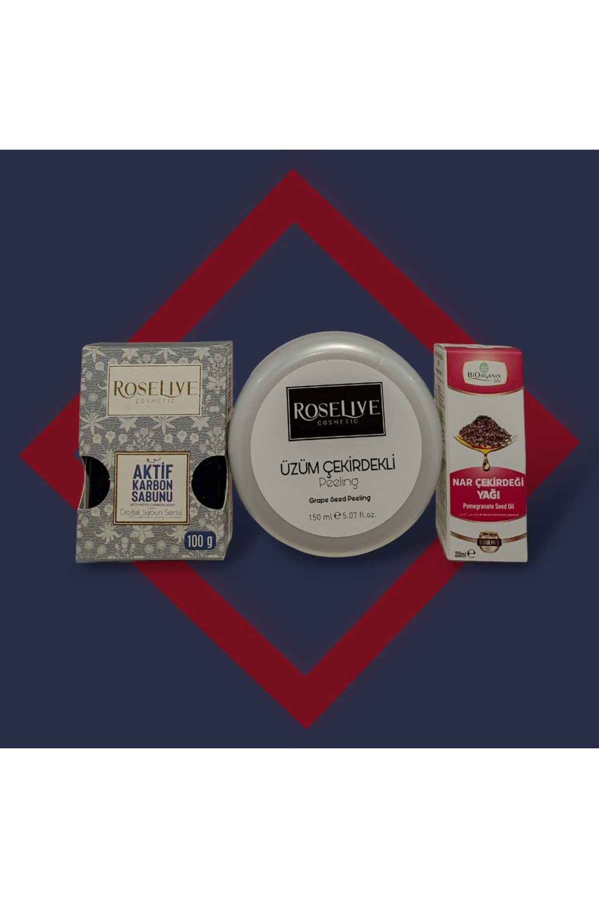 Biorganix Karbon Sabunu+Üzüm Çekirdekli Peeling+Nar Çekirdeği Yağı (Cilt Ye