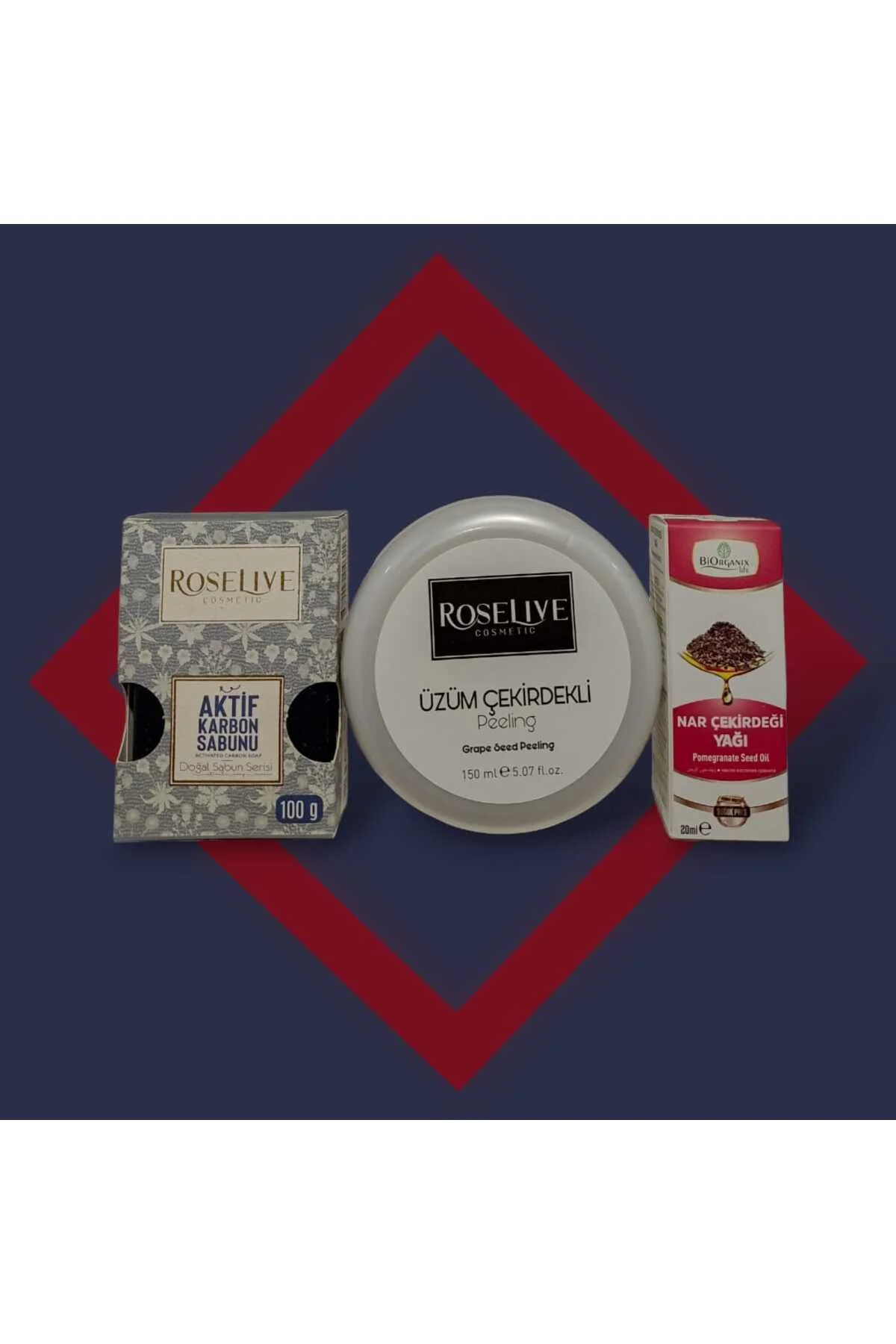 Karbon Sabunu+Üzüm Çekirdekli peeling+Nar Çekirdeği Yağı (Cilt Ye