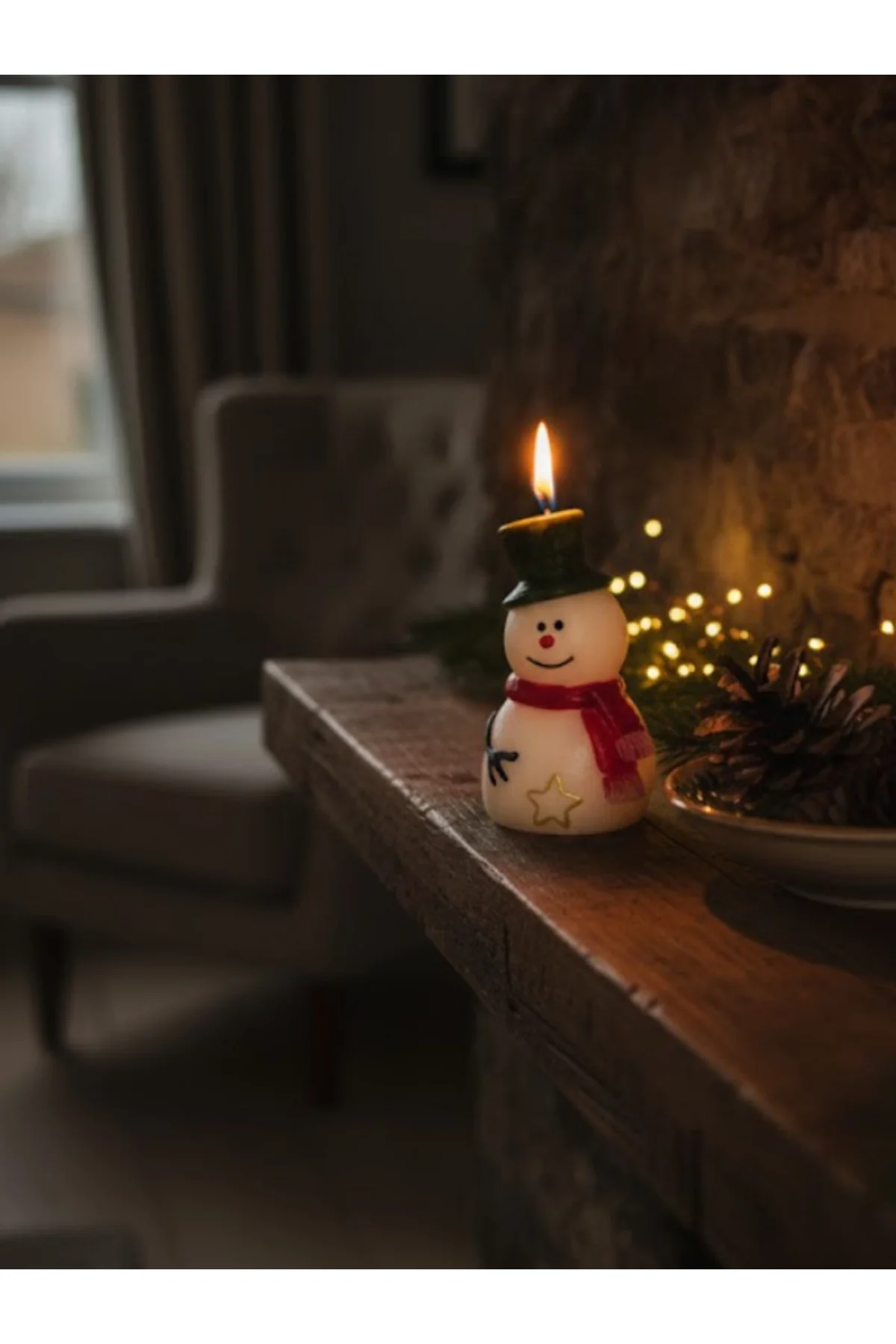 “kardan Adam Dekoratif Mum – Yılbaşı & Noel Masaüstü Süsü | Ev De