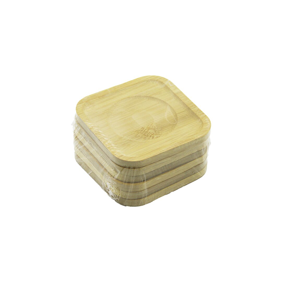 Just Cheap Store Kare= 9.7 X 9.7Cm 6Pcs Bambu - Ahşap Çay Tabak (4741)