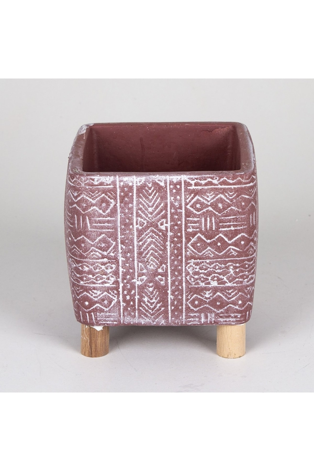 Vitale Kare Ayaklı Bordo Beton Saksı