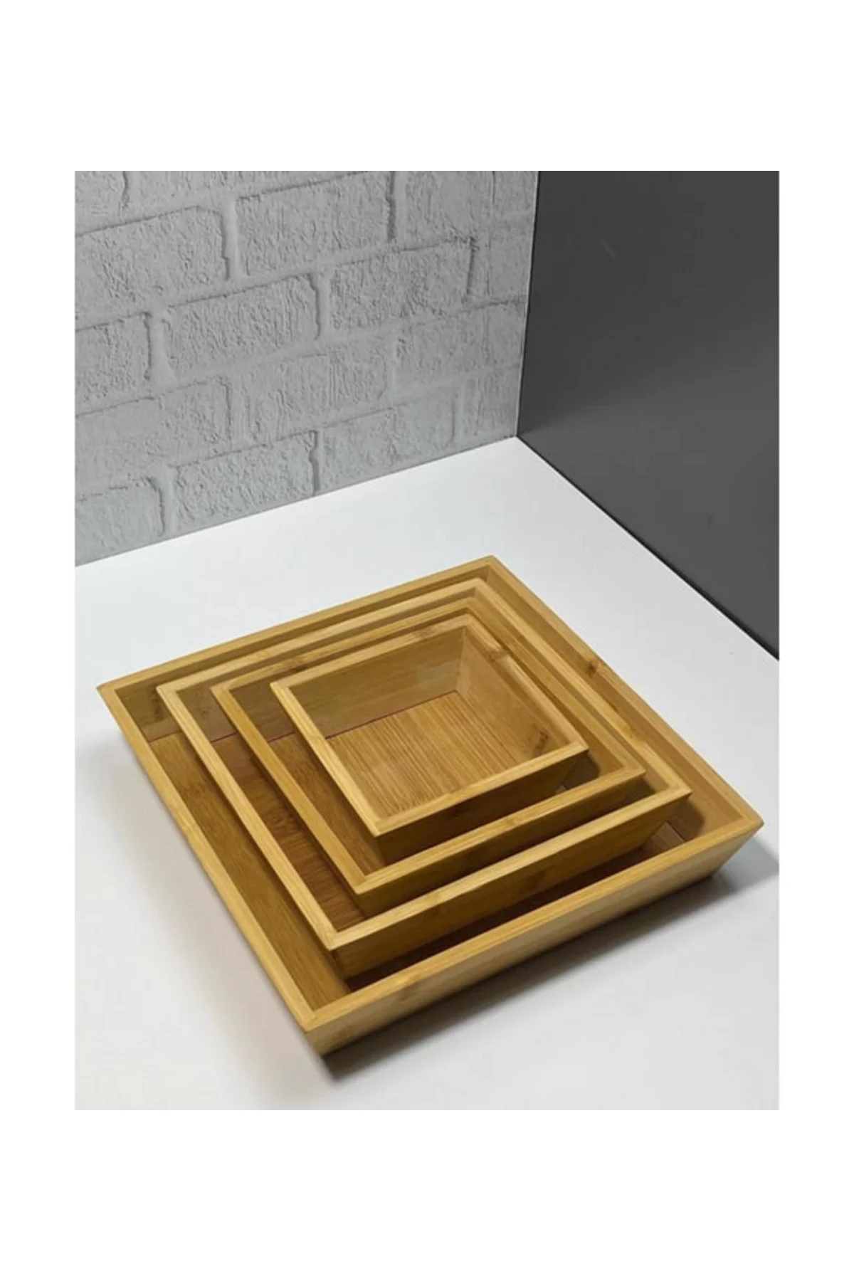 Kare Bambu, Çerezlik, İkramlık, Şekerlik, Lokumluk, Sunumluk Set 