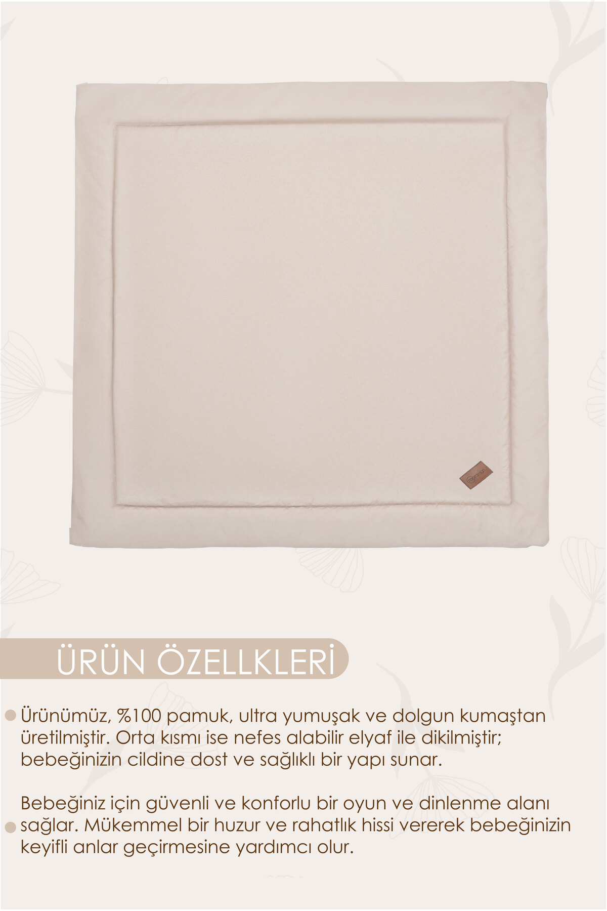 Mordesign Kare Bebek/Çocuk Oyun Halisi, Yenidoğan Emekleme Pedi, Aktivite M