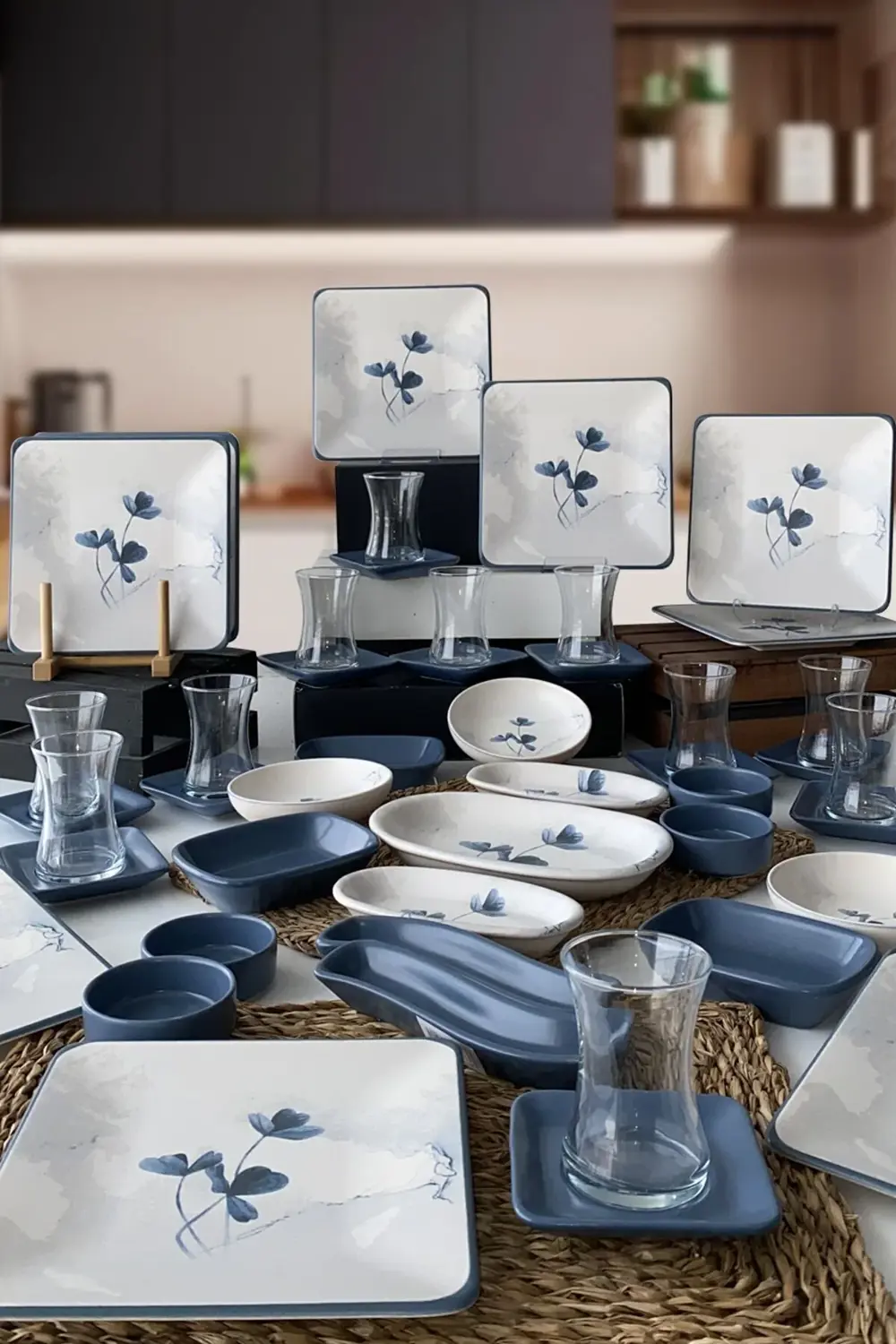 Keramika Kare Blue Magic Kahvaltı Takımı 12 Kişilik 51 Parça