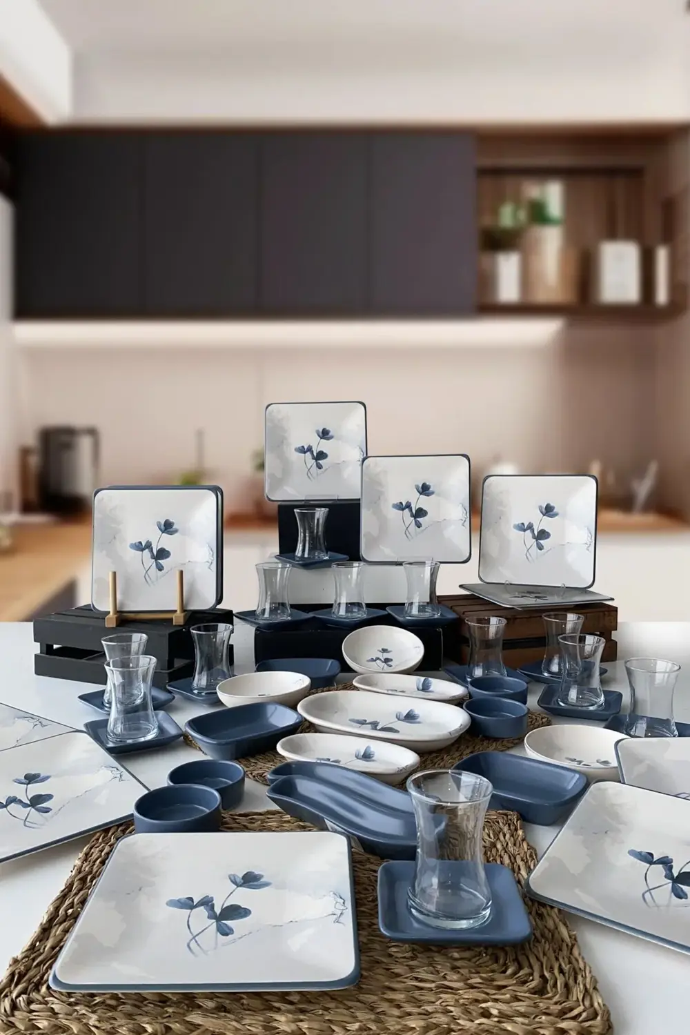 Keramika Kare Blue Magic Kahvaltı Takımı 12 Kişilik 51 Parça