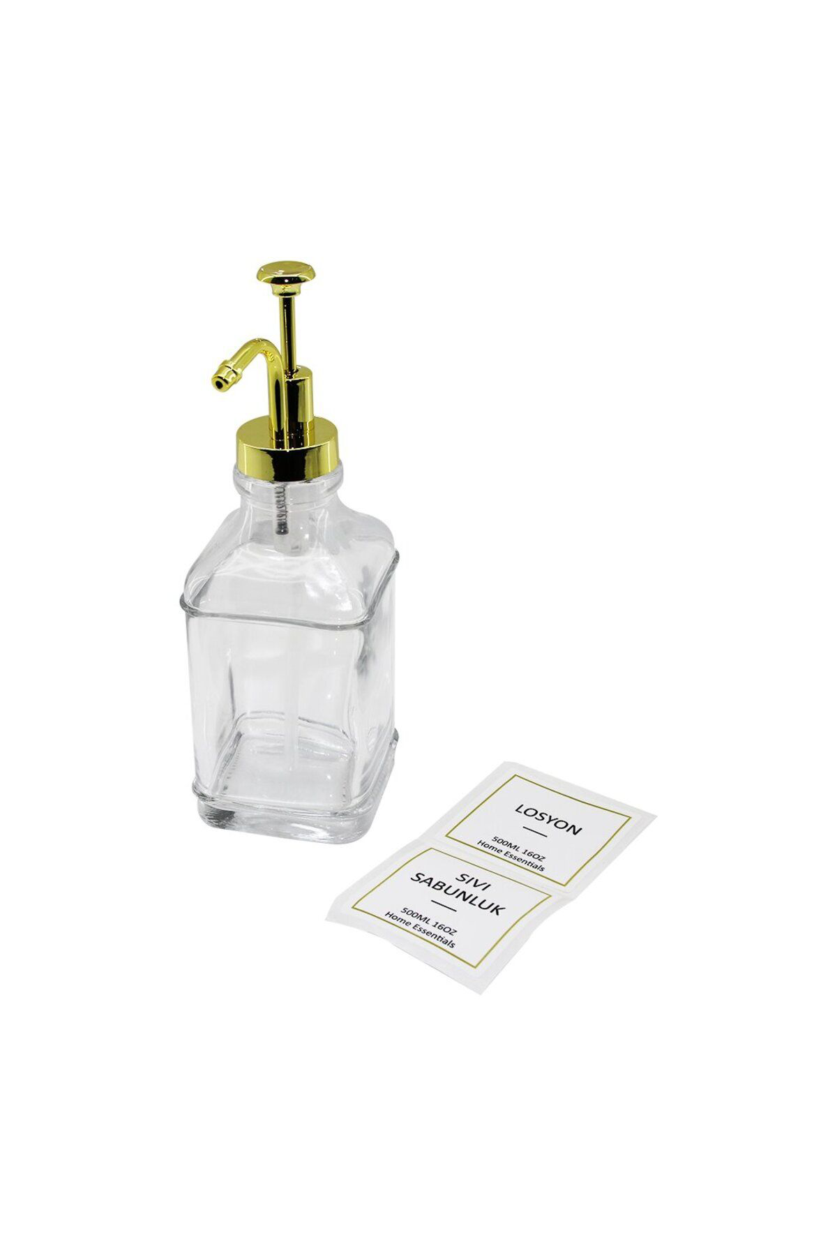 Ok Aksesuar Kare   Cam Şişe Şeffaf  Damlatmaz Yağdanlik 500Ml Pompa - Musluk