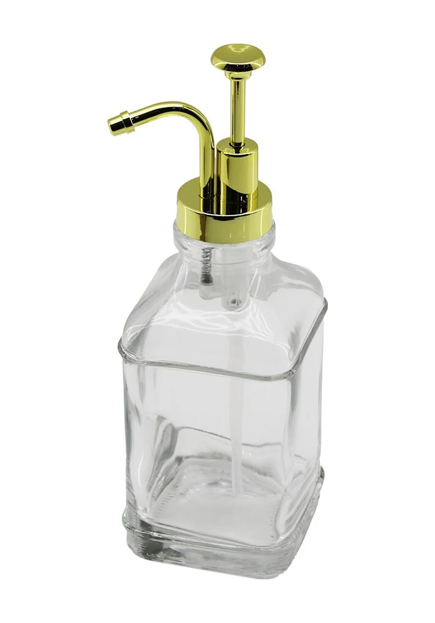 Kare Cam Şişe - Şeffaf Sıvı Sabunluk 500ml Pompa - Musluk Ayrık M